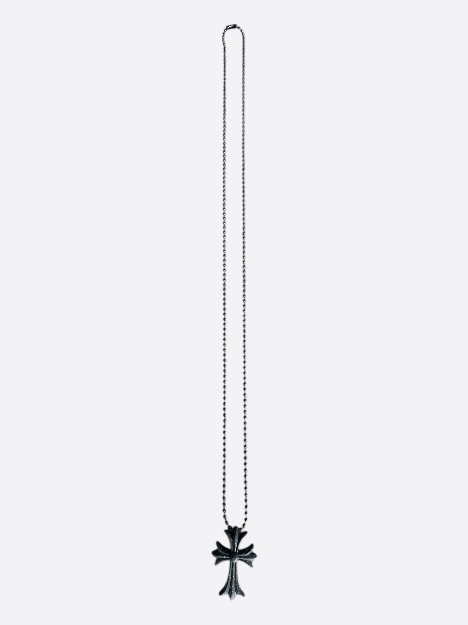 Chrome Hearts Chrome Hearts Black Glitter Silichrome Cross Necklace Size ONE SIZE - 3 Thumbnail