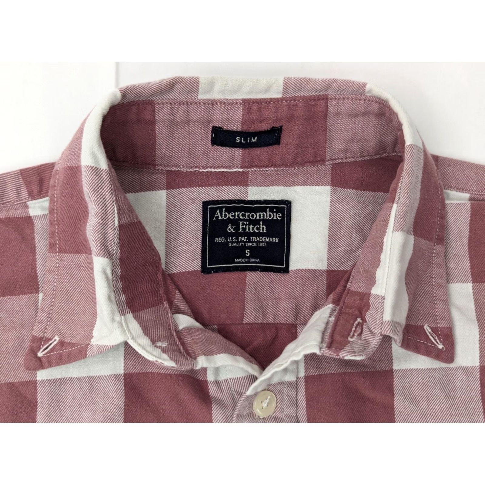 Abercrombie & Fitch Abercrombie & Fitch Slim Fit Plaid Check Flannel Shirt Men's Red S Button-Down, Cotton, Long Sleeve, Pocket, Slim Size US S / EU 44-46 / 1 - 3 Thumbnail