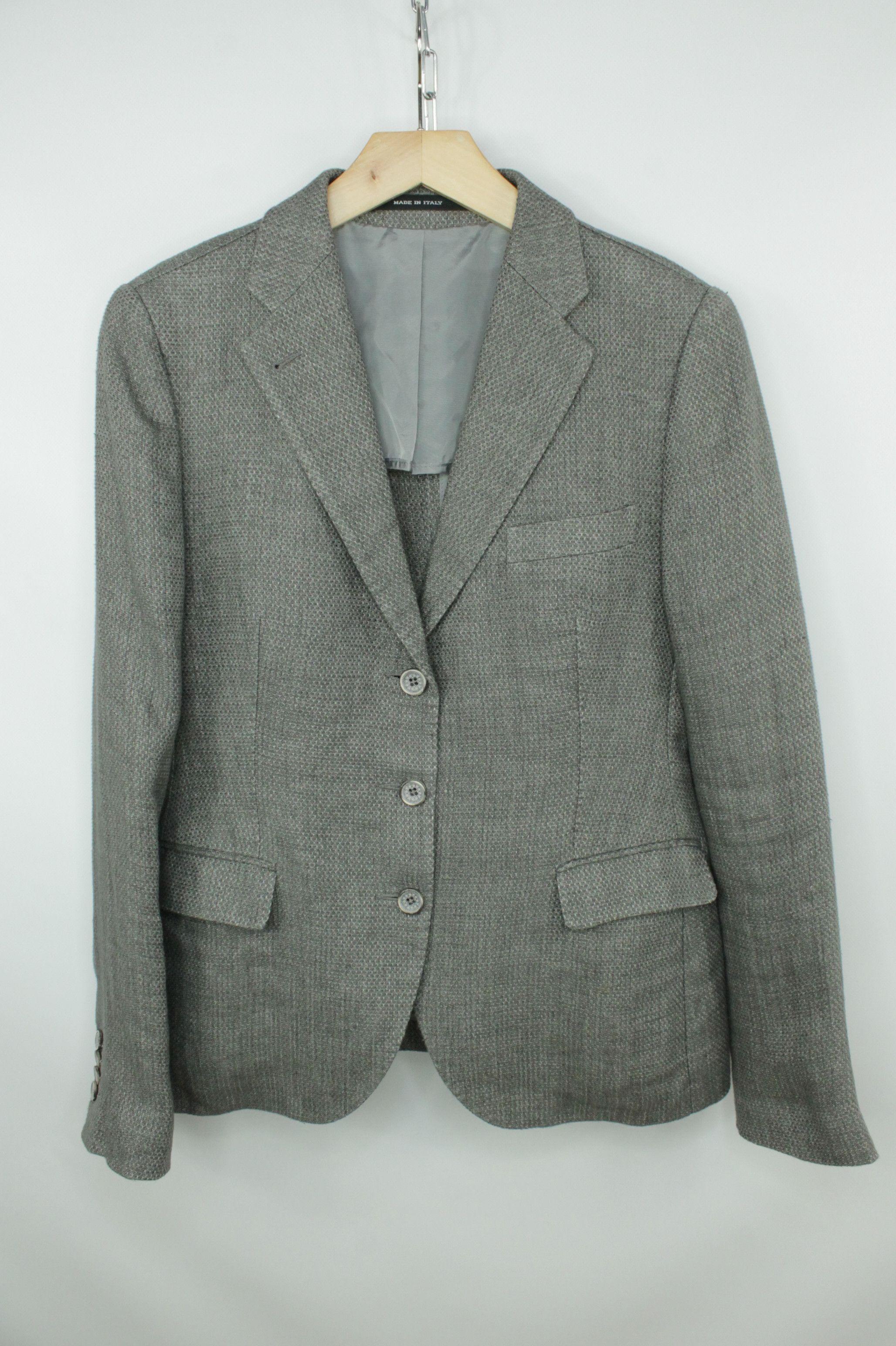 Tagliatore Tagliatore Women's Gray Linen Slim Fit Blazer Jacket Size M / US 6-8 / IT 42-44 - 1 Thumbnail