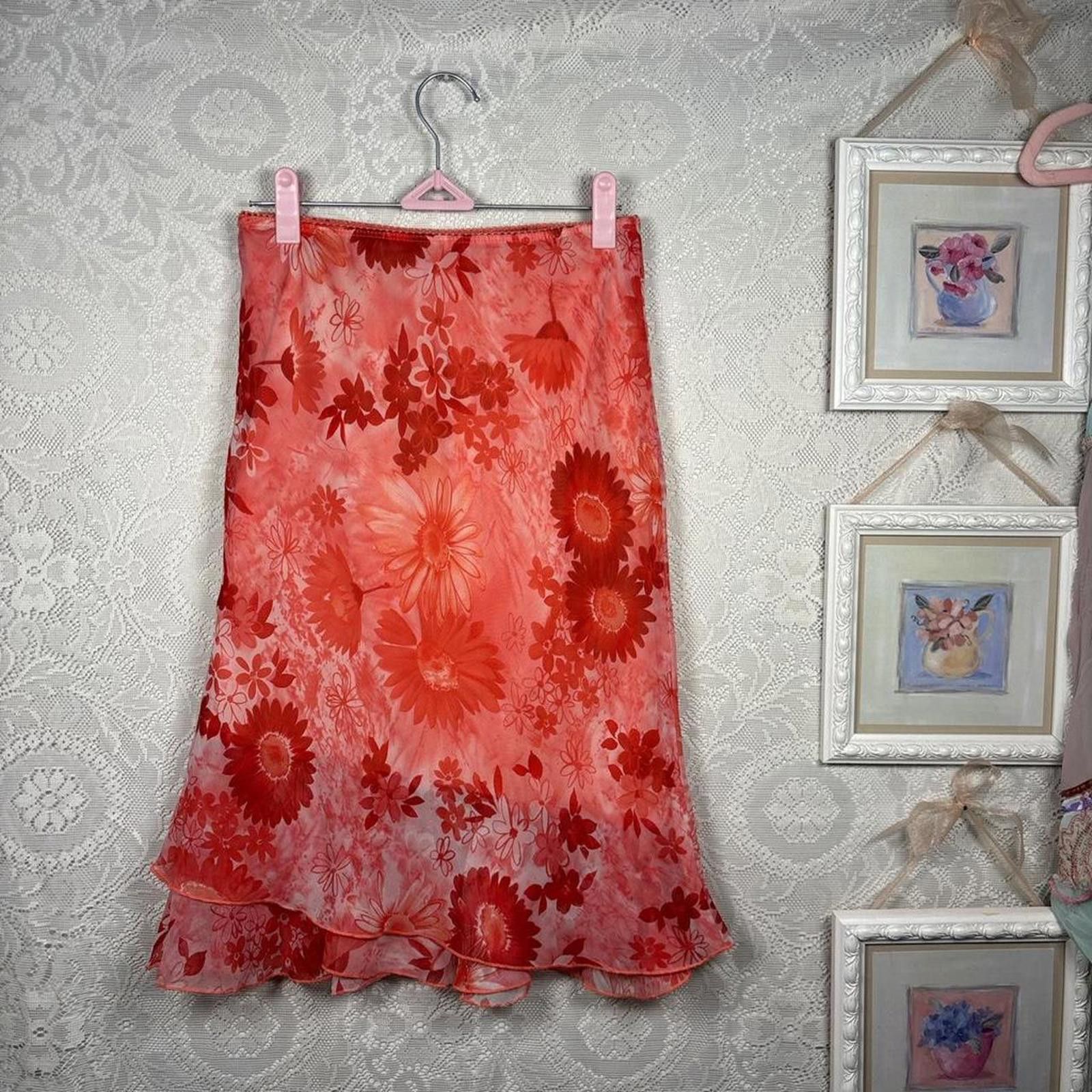 Other Vintage flowy floral ruffle midi skirt Size 36" / US 14 / IT 50 - 1 Thumbnail