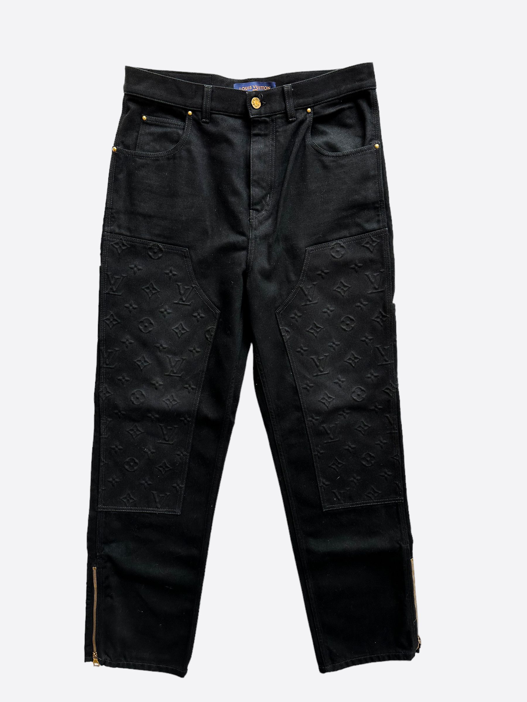image of Louis Vuitton Black Monogram Carpenter Pants, Men's (Size 32)