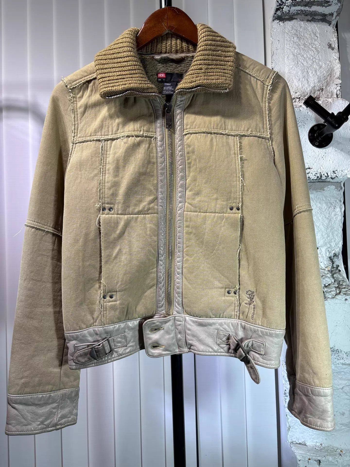 Disney Diesel 00s Fleece Lined Pigskin Panel Short Jacket Size S / US 4 / IT 40 - 1 Thumbnail