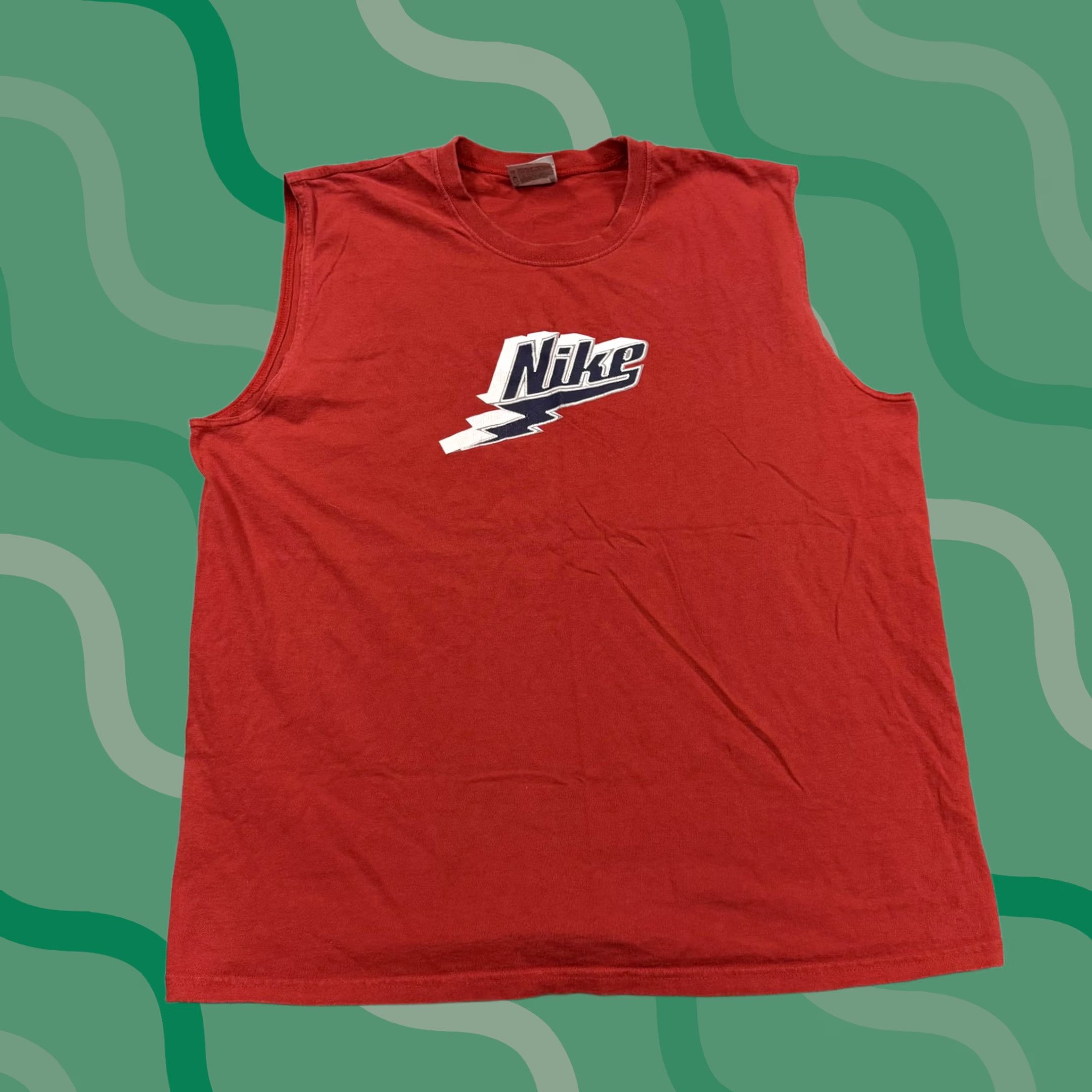 Nike VINTAGE Nike Shirt Mens XL Red Sleeveless Lightning Bolt Graphic Tank Y2k Size US XL / EU 56 / 4 - 1 Thumbnail