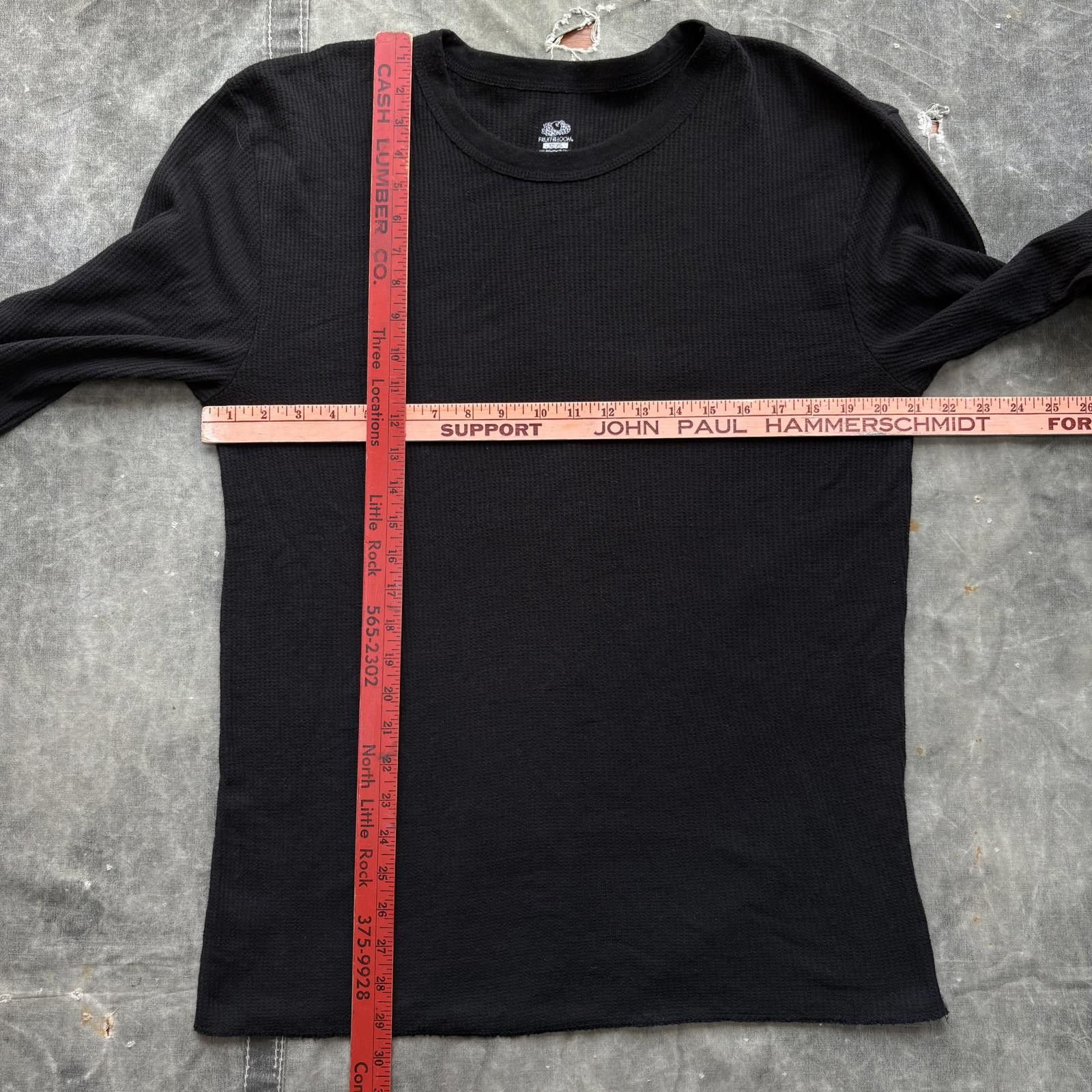 Fruit Of The Loom Vintage Y2K Black Grunge Skater Thermal Waffle Knit Shirt Size US XL / EU 56 / 4 - 3 Thumbnail