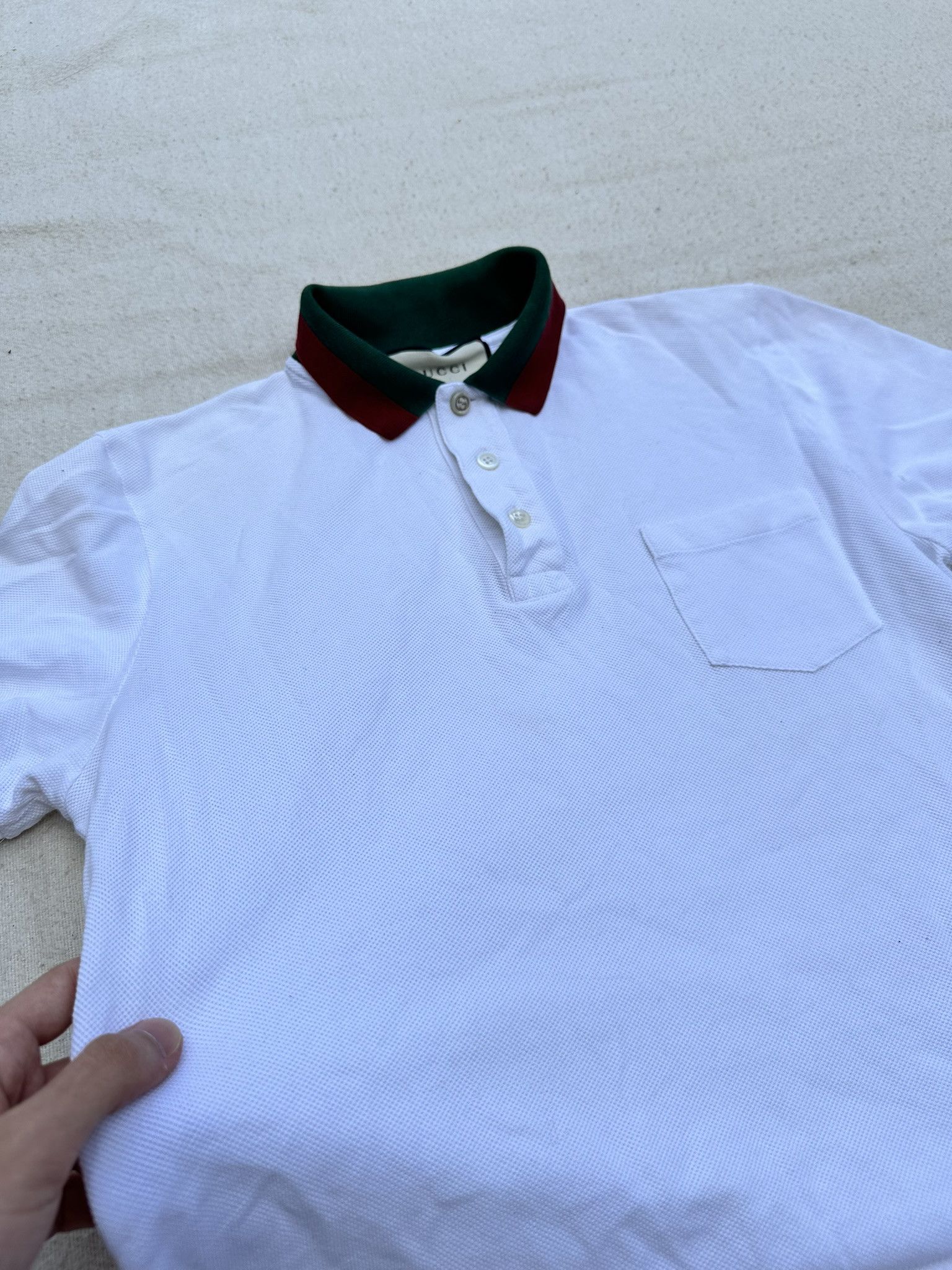 Gucci Gucci Polo T-Shirt Web Collar White Classic Size M / US 6-8 / IT 42-44 - 3 Thumbnail