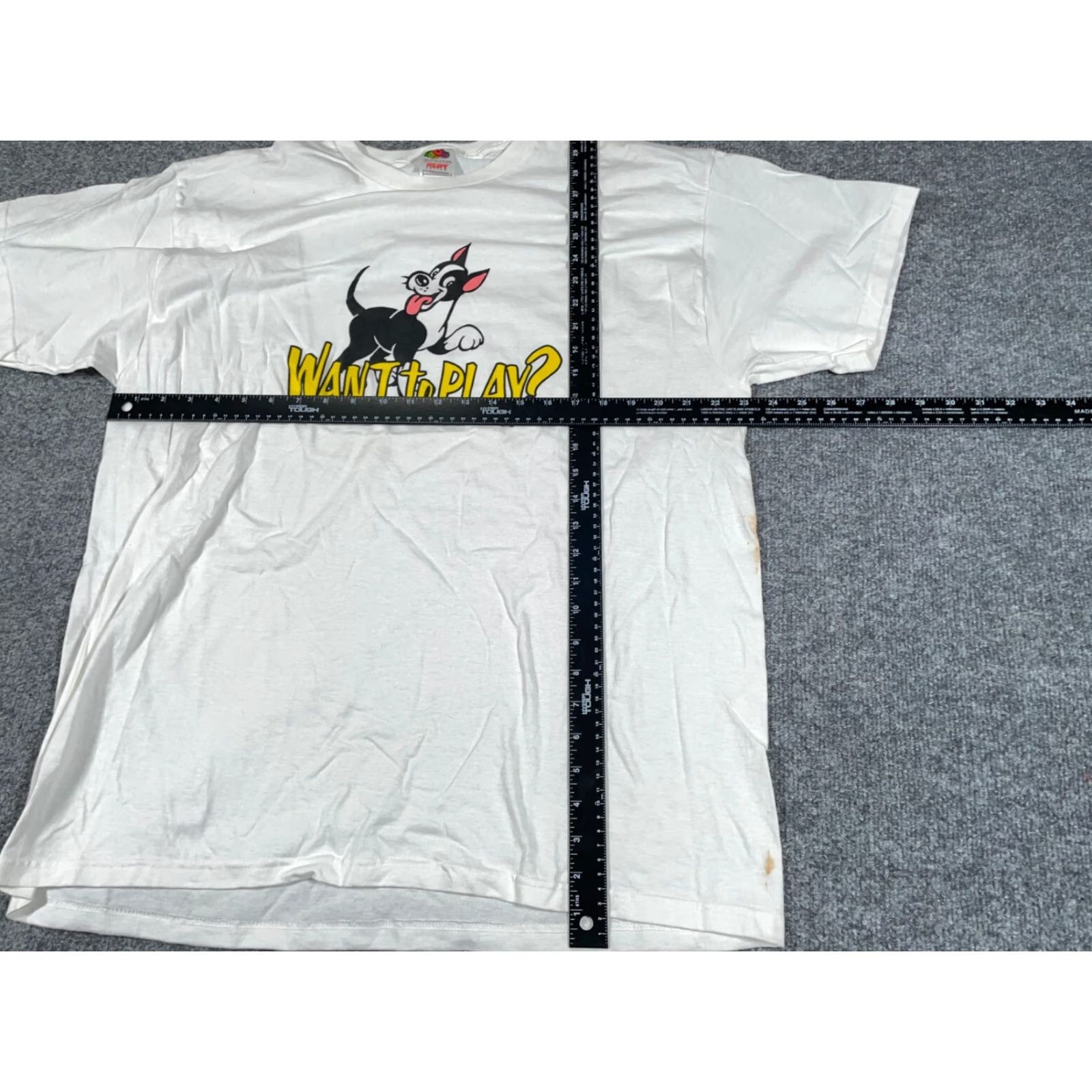 Fruit Of The Loom VTG Michigan Lottery Dog Want to Play T-Shirt Adult XL White Heavyweight Cotton Logo Graphic Tee Mens Retro Fun Hipster 90s? Size US XL / EU 56 / 4 - 7 Thumbnail