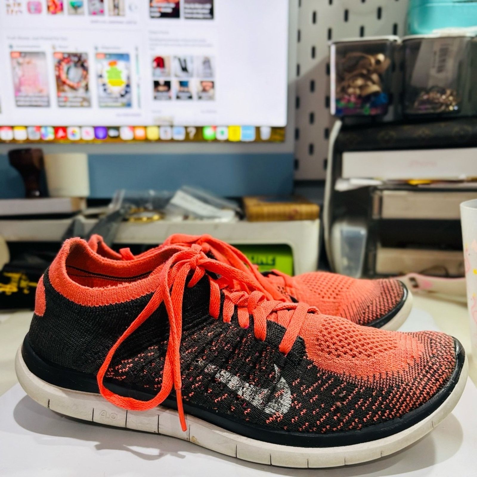 Nike NIKE Free 4.0 Flyknit Bright Mango Running Sneakers Sz 7.5 Size US 7.5 / IT 37.5 - 5 Thumbnail
