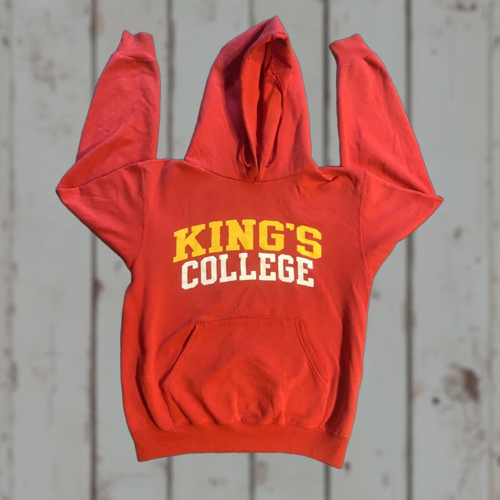 Champion VINTAGE Kings College Red Champion Hoodie Sweatshirt Mens Small New York School Pullover Cotton Blend Size US S / EU 44-46 / 1 - 1 Thumbnail