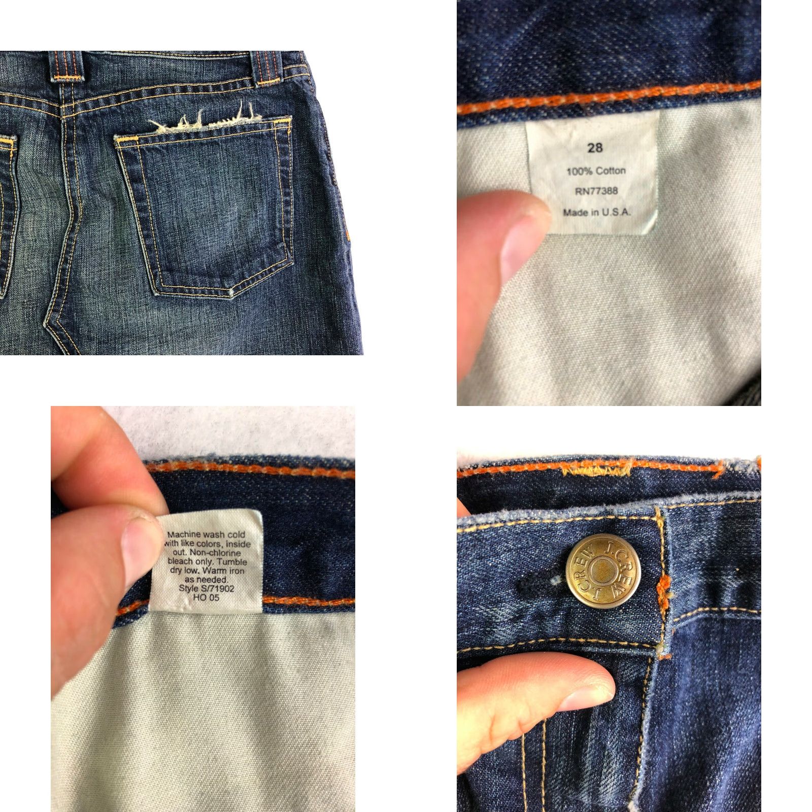 J.Crew VINTAGE J.CREW Distressed Blue Jean Skirt Womens Size 28 Midi Denim Cotton Regular Zip Front 28" Waist Measurements Womenennial Size 28" / US 6 / IT 42 - 8 Thumbnail