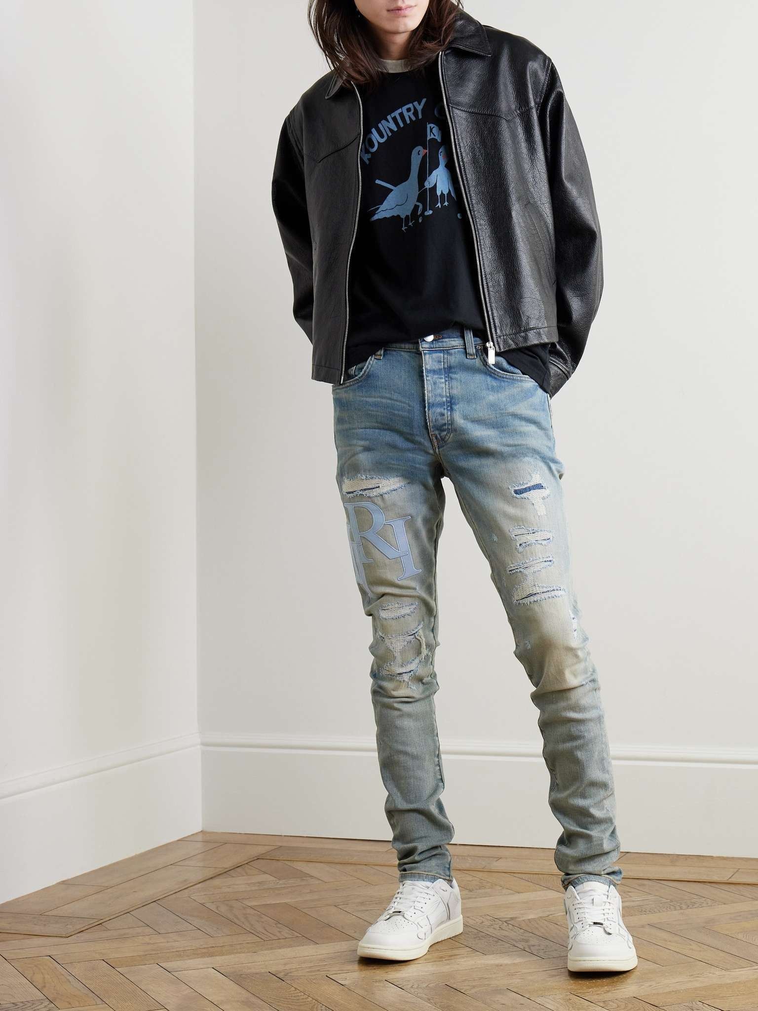 Amiri o1s1wg110725 Logo-Appliquéd Panelled Distressed Jeans Blue Size US 32 / EU 48 - 2 Thumbnail