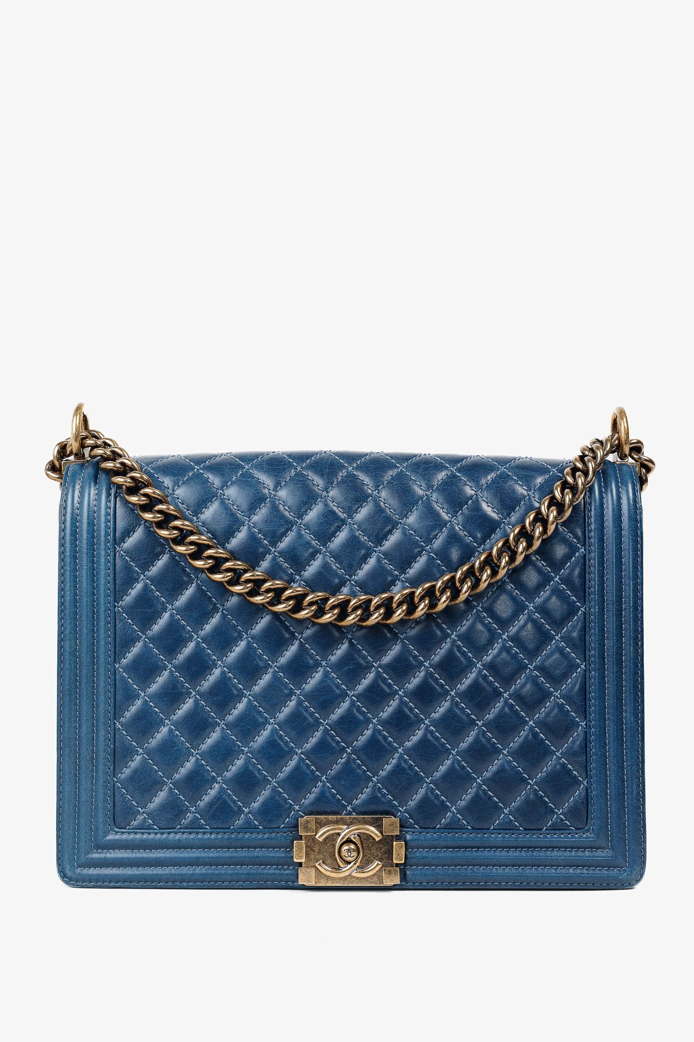 Chanel Chanel Blue Quilted Leather Large Boy Shoulder Bag Size ONE SIZE - 1 Thumbnail