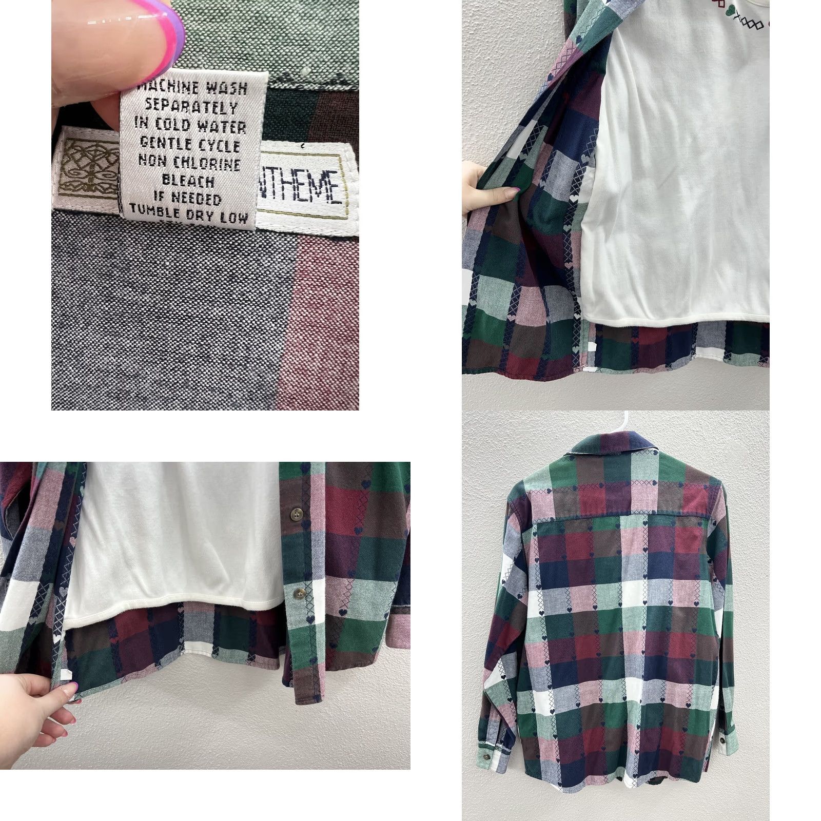 Vintage VINTAGE Chrysantheme Plaid Button Up Long Sleeve with Built in Shirt Small Women's Shirt Size S / US 4 / IT 40 - 8 Thumbnail