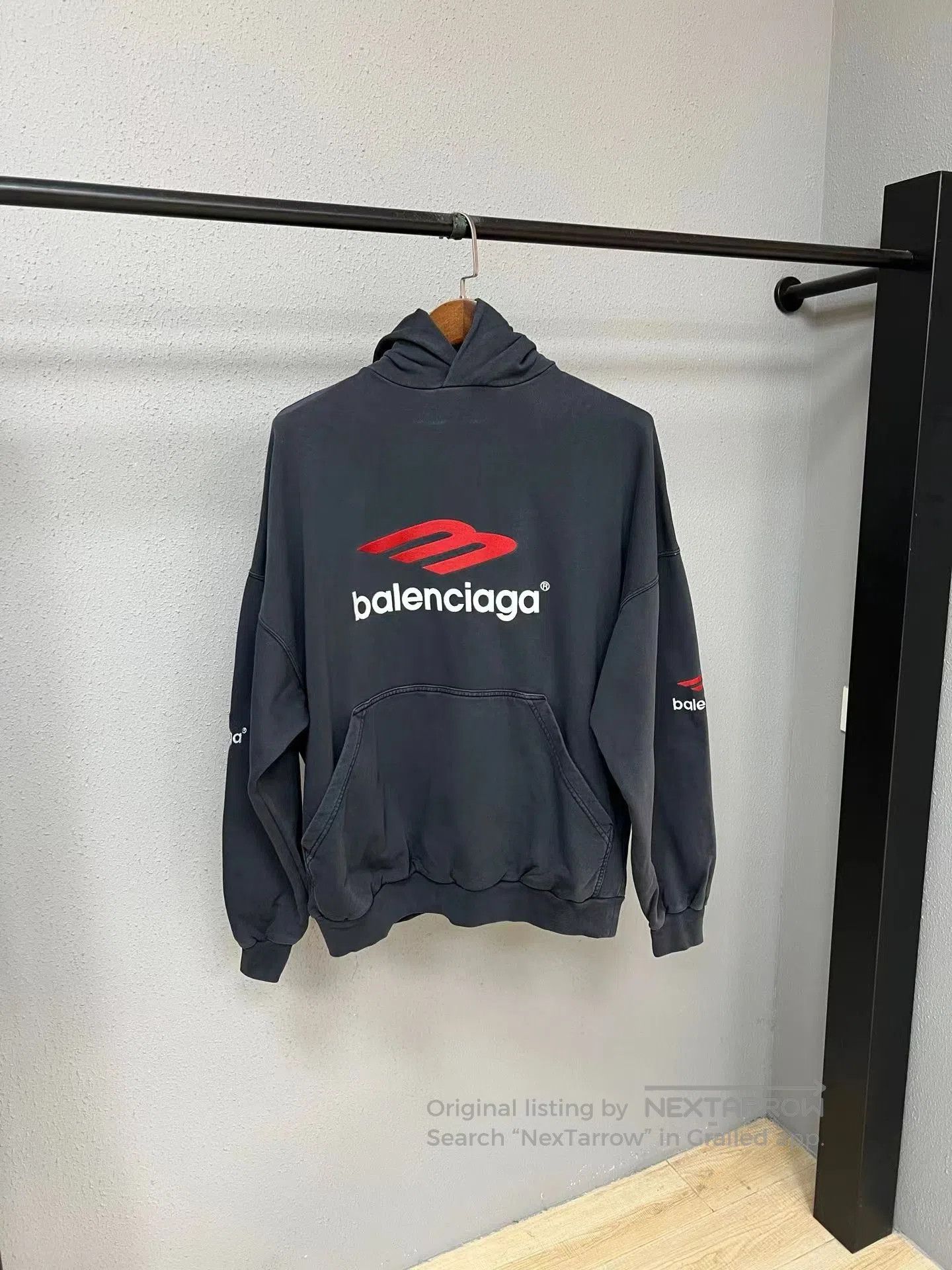 balenciaga black embroidered hoodie.