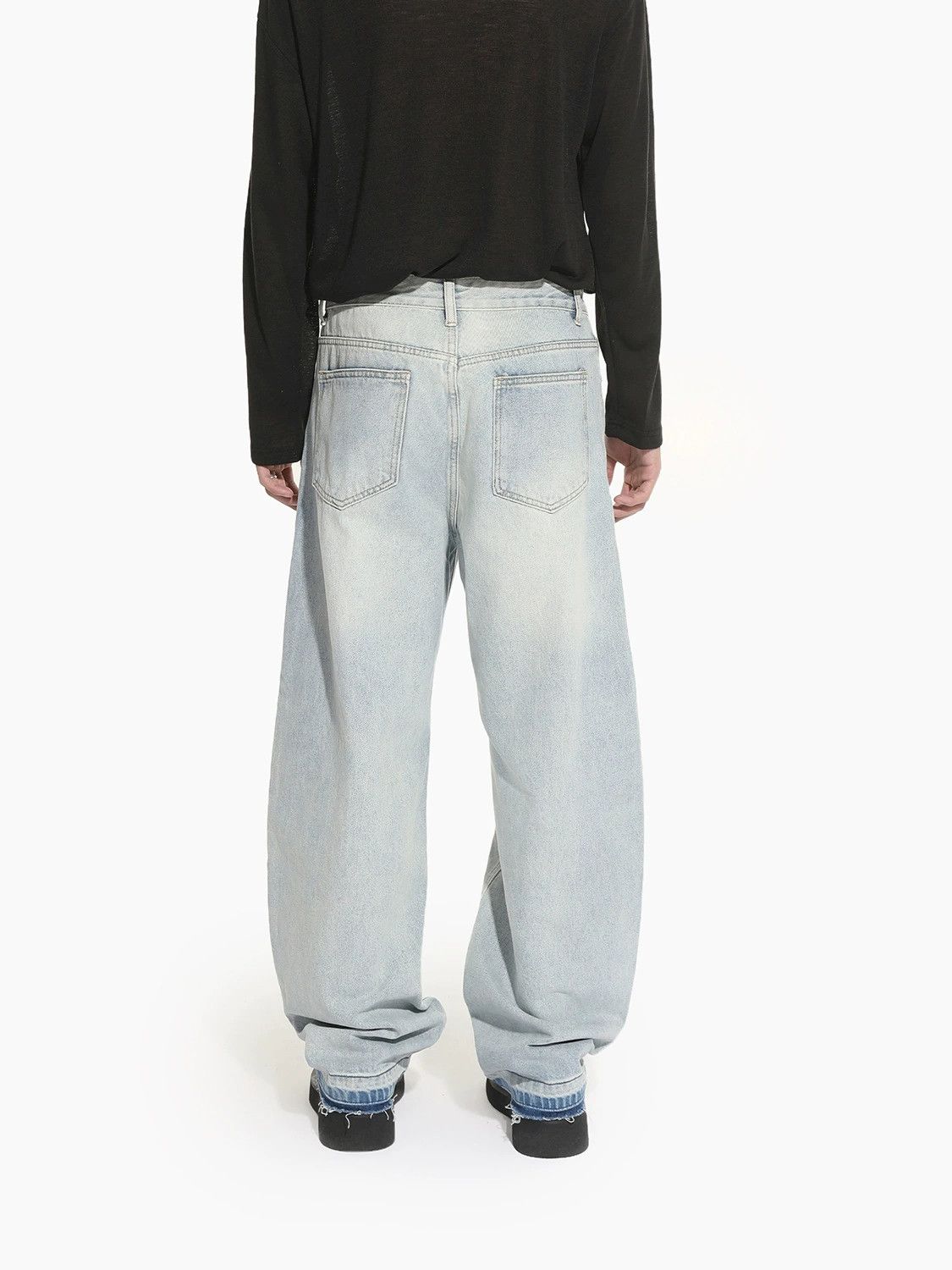 Jean Men's washed patchwork wide-leg straight scimitar jeans Size US 32 / EU 48 - 4 Thumbnail