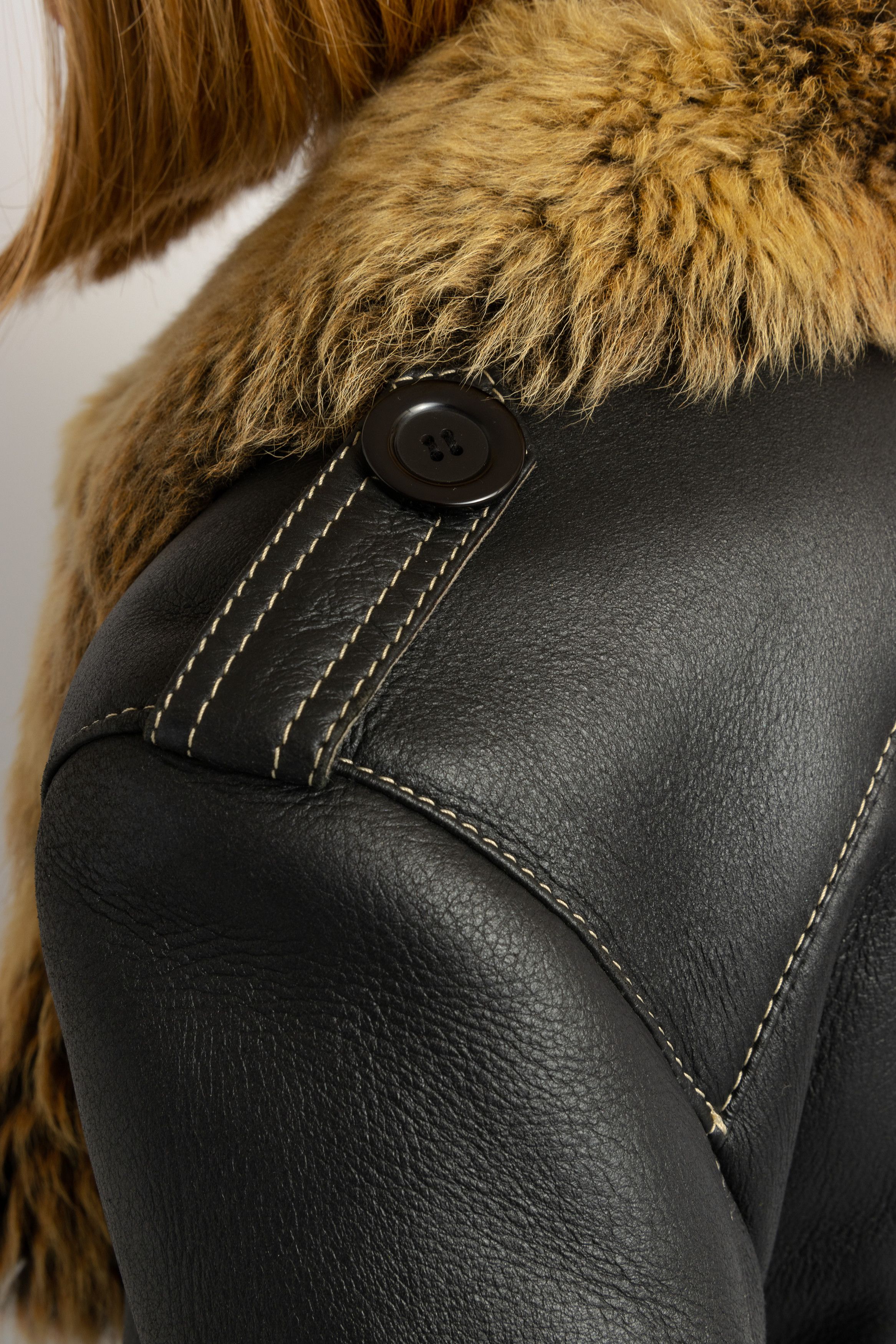 Vintage Sheepskin Leather Shearling Fastens Coat size Medium 8712 Size M / US 6-8 / IT 42-44 - 6 Thumbnail