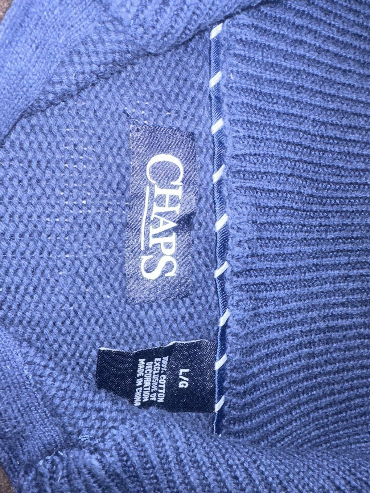 Chaps Ralph Lauren × Vintage CHAPS by RALPH LAUREN - Men's Zip Jumper Sweater - Rich Blue Size US L / EU 52-54 / 3 - 6 Thumbnail