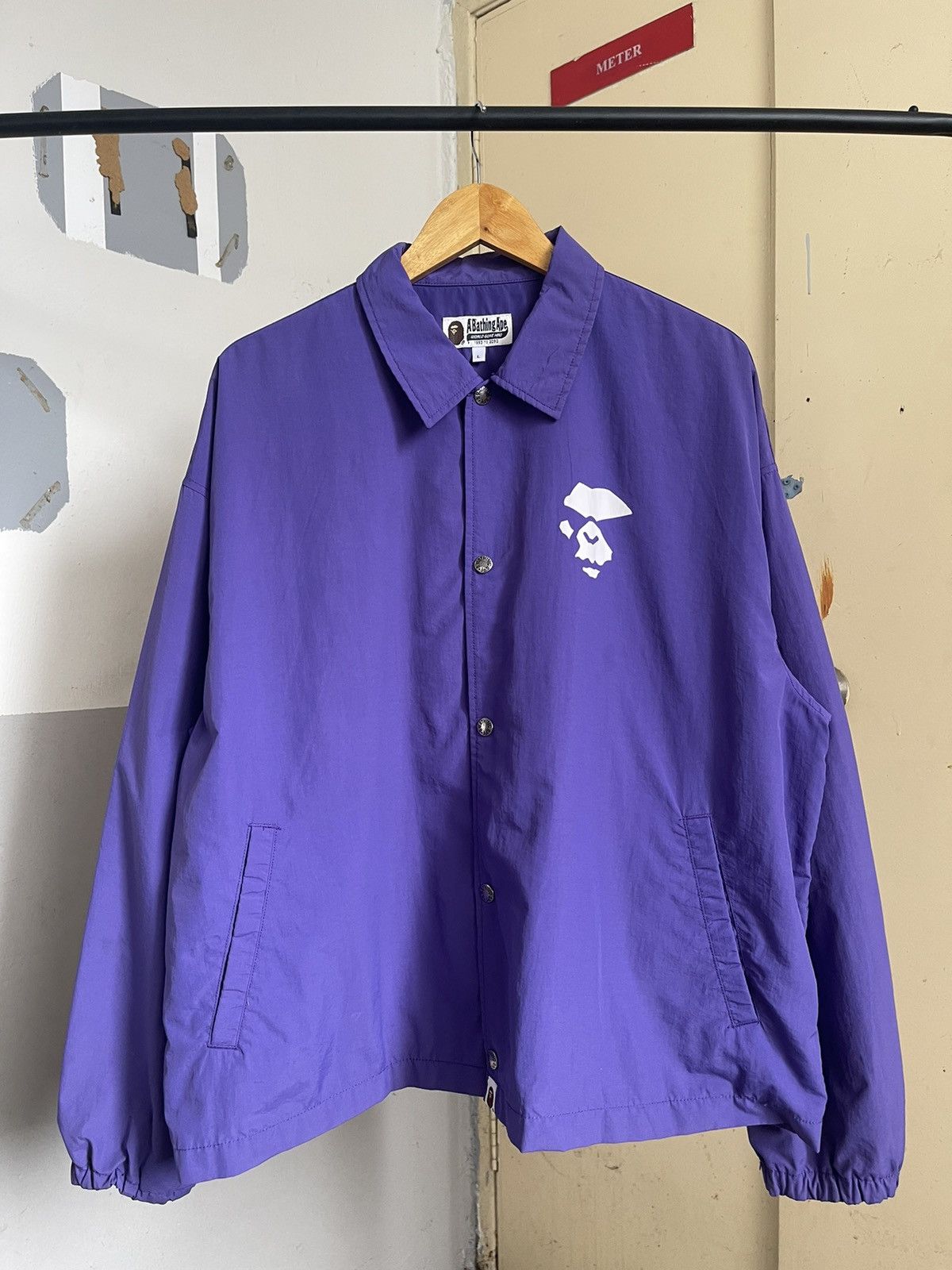 Bape Bape Mad Face College Coach Jacket Purple Size US L / EU 52-54 / 3 - 2 Thumbnail