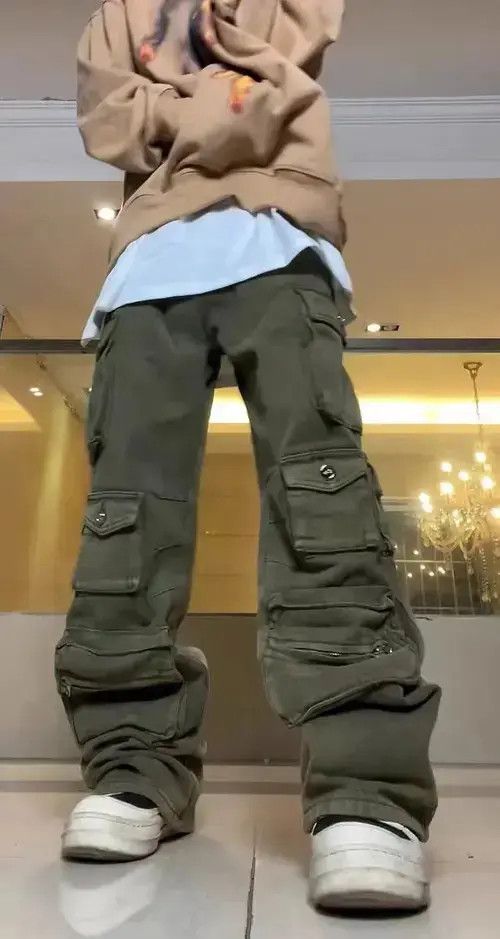Jean Vintage straight-leg multi-pocket zip cargo pants Size US 32 / EU 48 - 4 Thumbnail