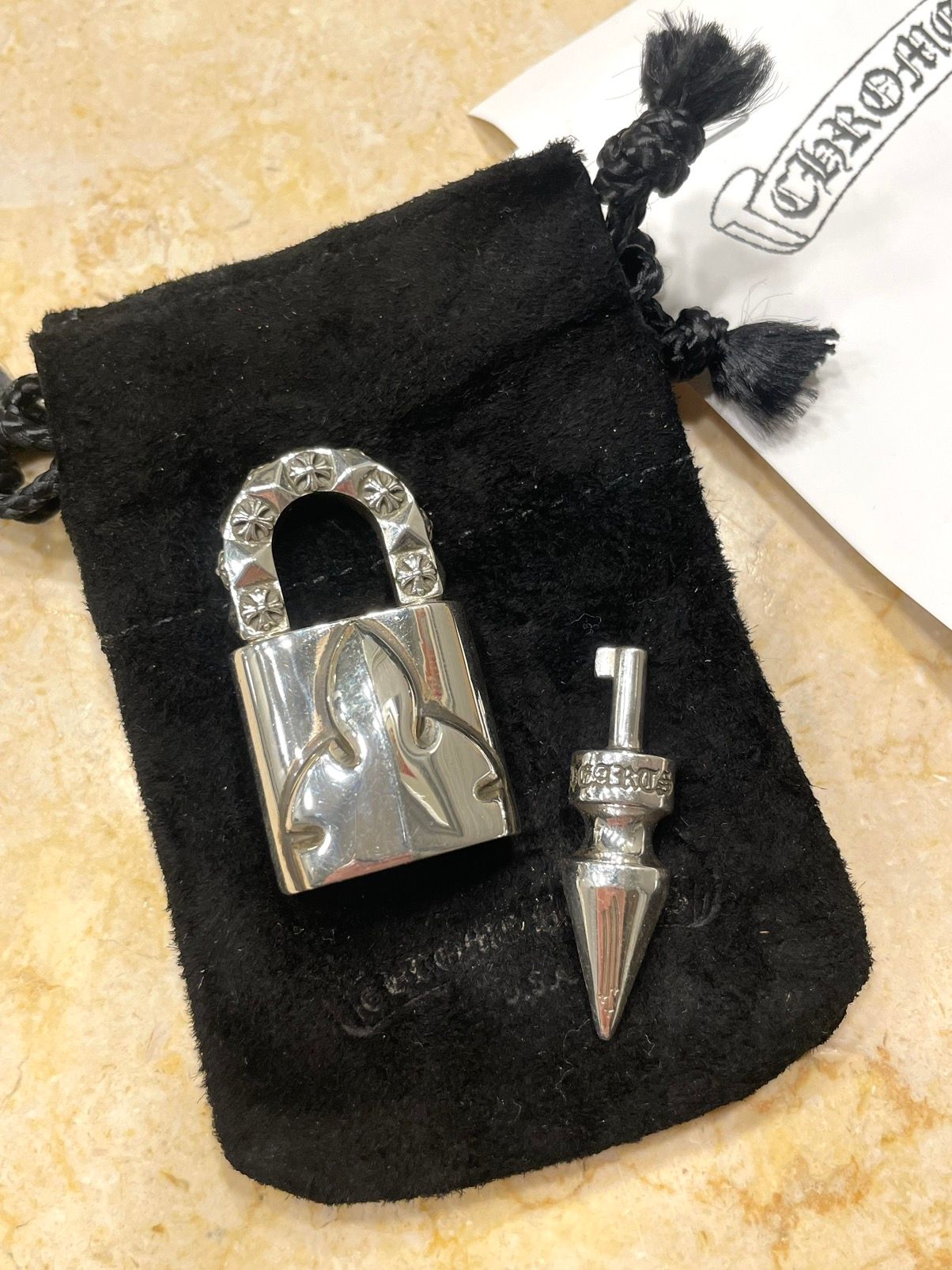 Pre-owned Chrome Hearts Padlock Silver Pendant