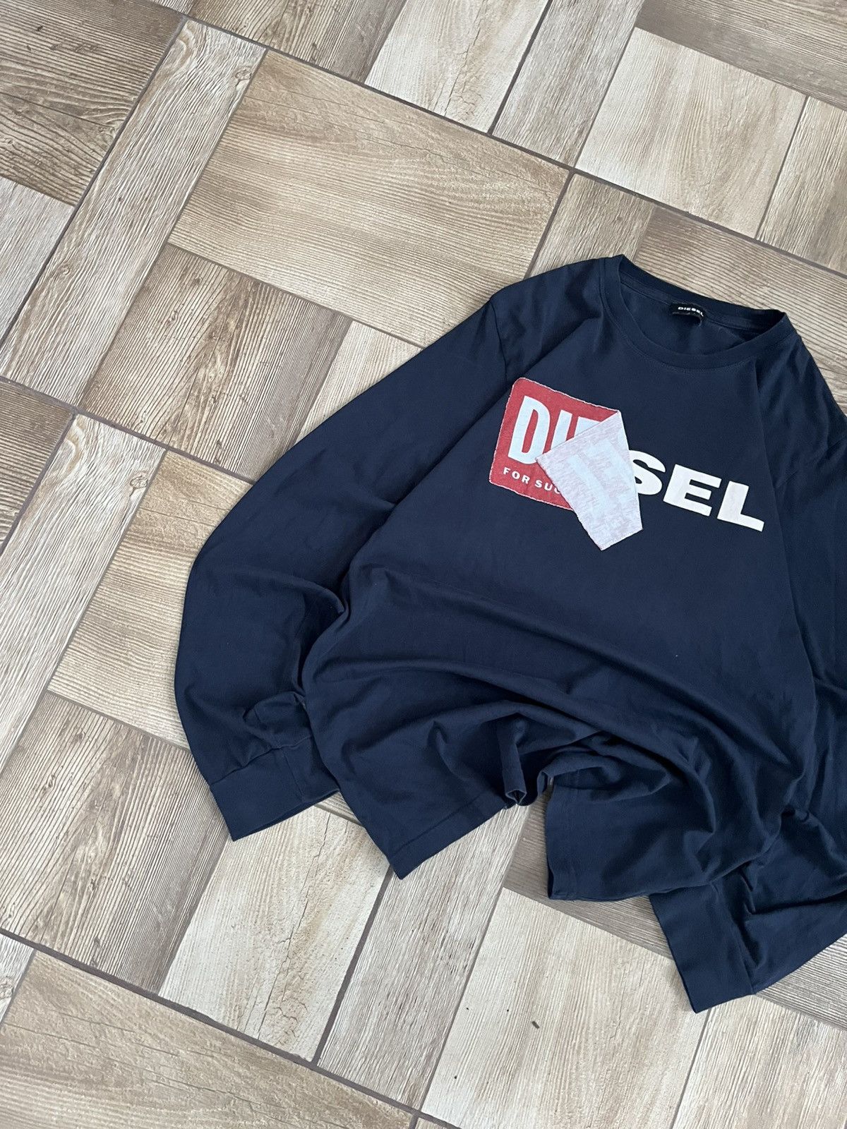 Diesel Vintage Diesel Sweater Big Log 90 Striped Avantgarde Y2K Size US M / EU 48-50 / 2 - 2 Thumbnail