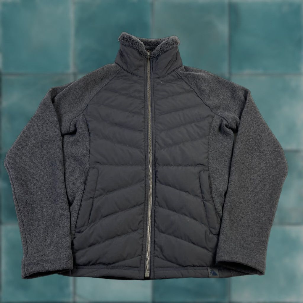 Vintage L.L. Bean Downtek Jacket Women's Small Gray Puffer Full Zip Fleece Lined Collar Size S / US 4 / IT 40 - 1 Thumbnail