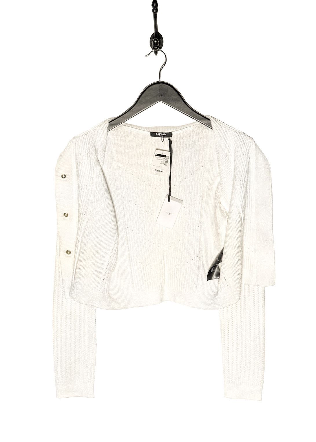 Balmain Balmain Gold Buttons White Cropped Cardigan Sweater Size S / US 4 / IT 40 - 6 Thumbnail