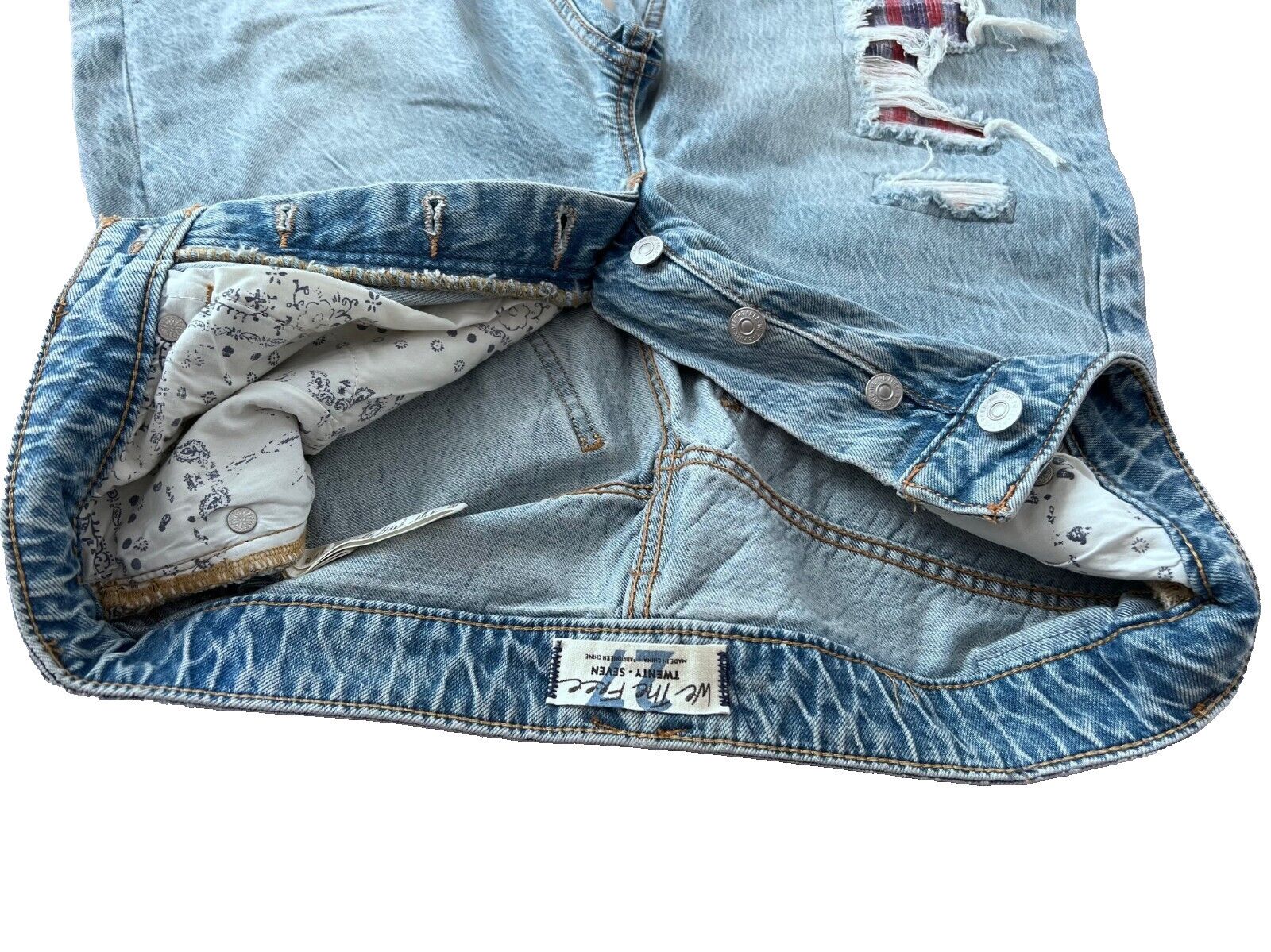 Free People Free People Patch Plaid 90s Boyfriend Denim Jeans 27 Size 27" / US 4 / IT 40 - 5 Thumbnail