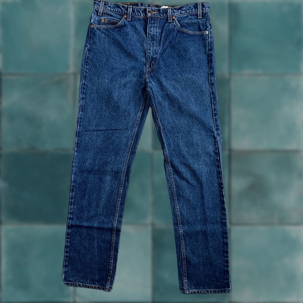 Levi's 505 Vintage 90s USA Orange Tab Jeans 38x34 501 Act 36x34 Blue Med Wash Levis 505 Jeans Vintage Yes Leather? Wait.