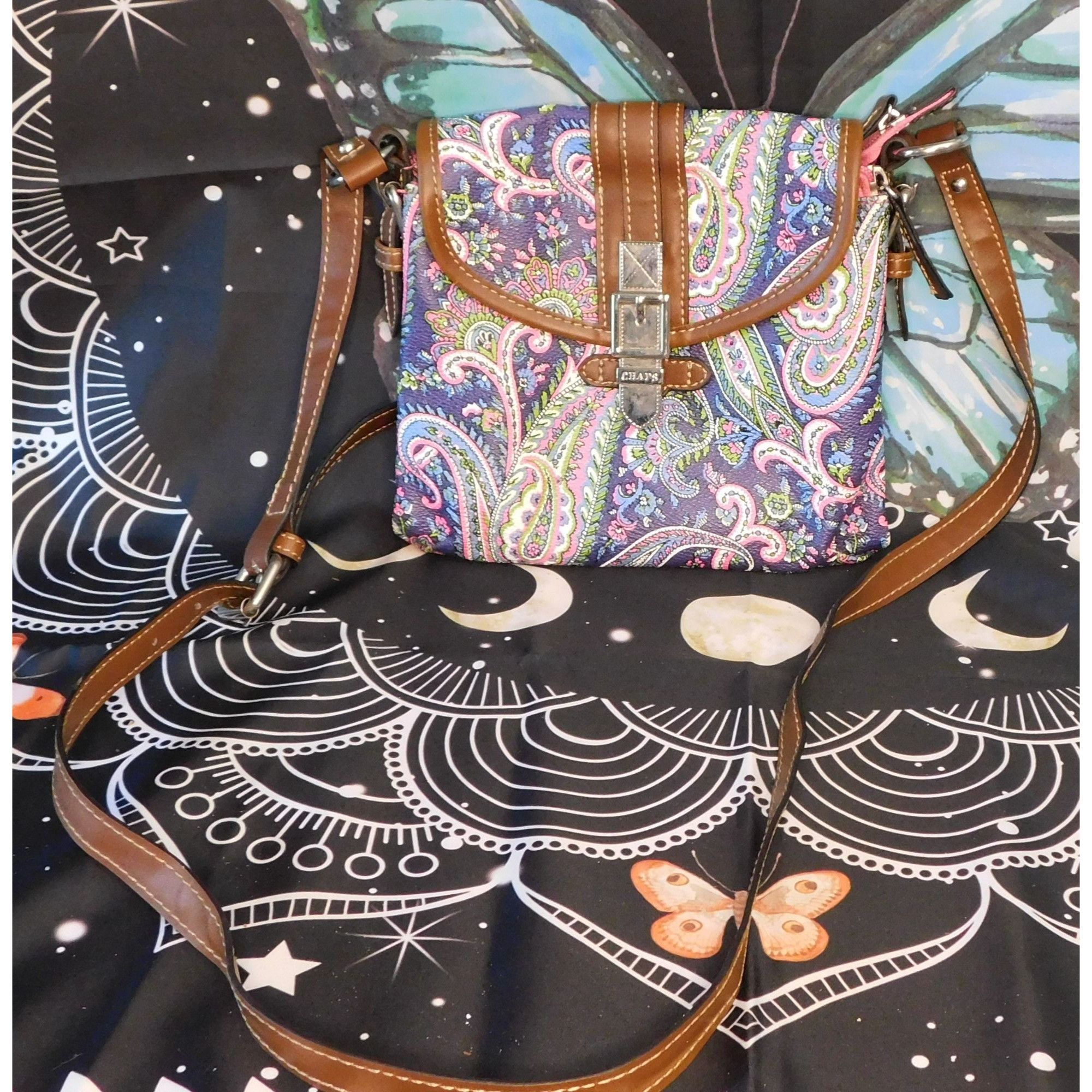 Chaps Chaps Rainbow Paisley Crossbody Bag With Brown Accents Size ONE SIZE - 7 Thumbnail