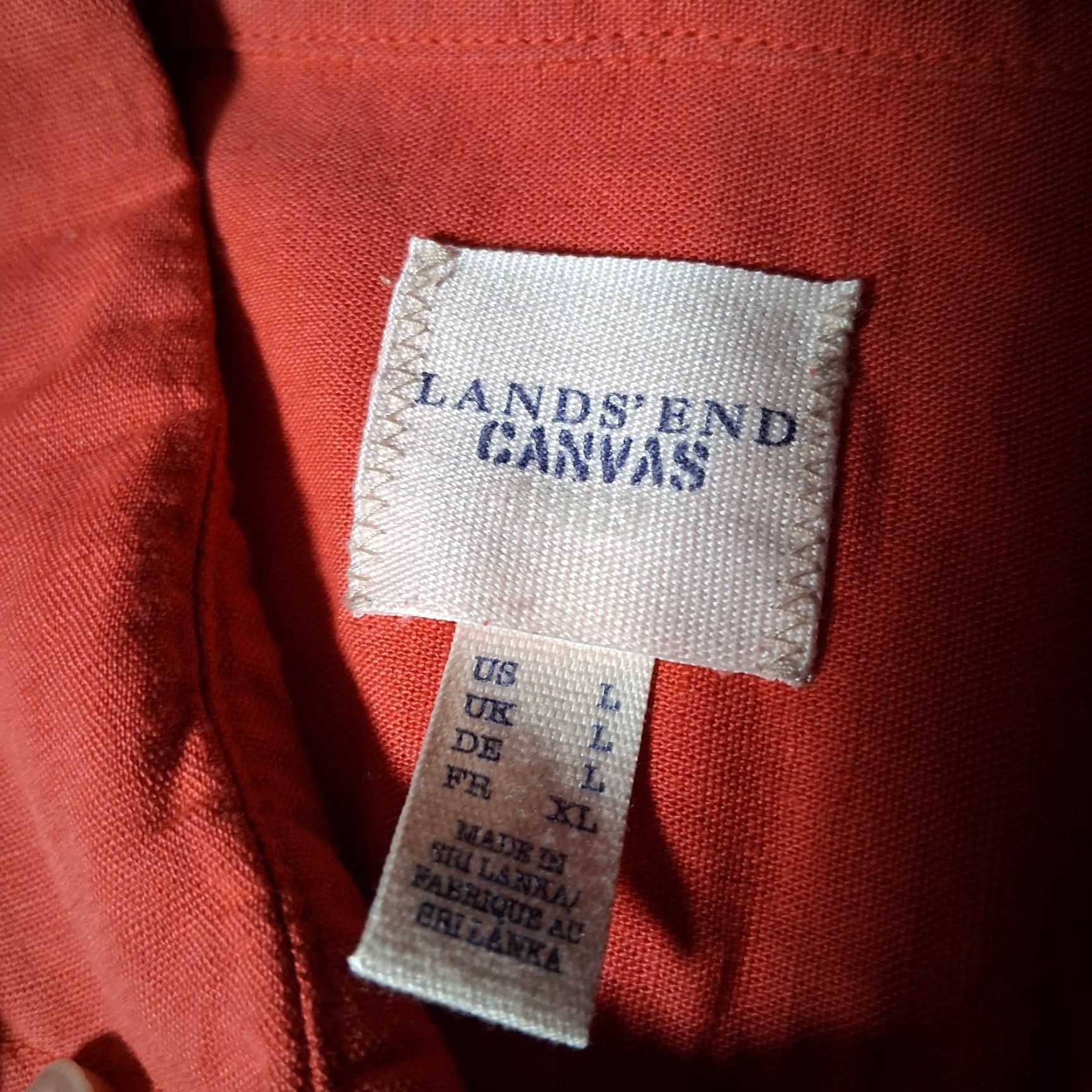 Lands' End VINTAGE Lands' End Canvas Shirt Men L Long Sleeve Red Linen Blend Button-Up Collar Spread Pockets Casual Business Womens? Size US L / EU 52-54 / 3 - 6 Thumbnail
