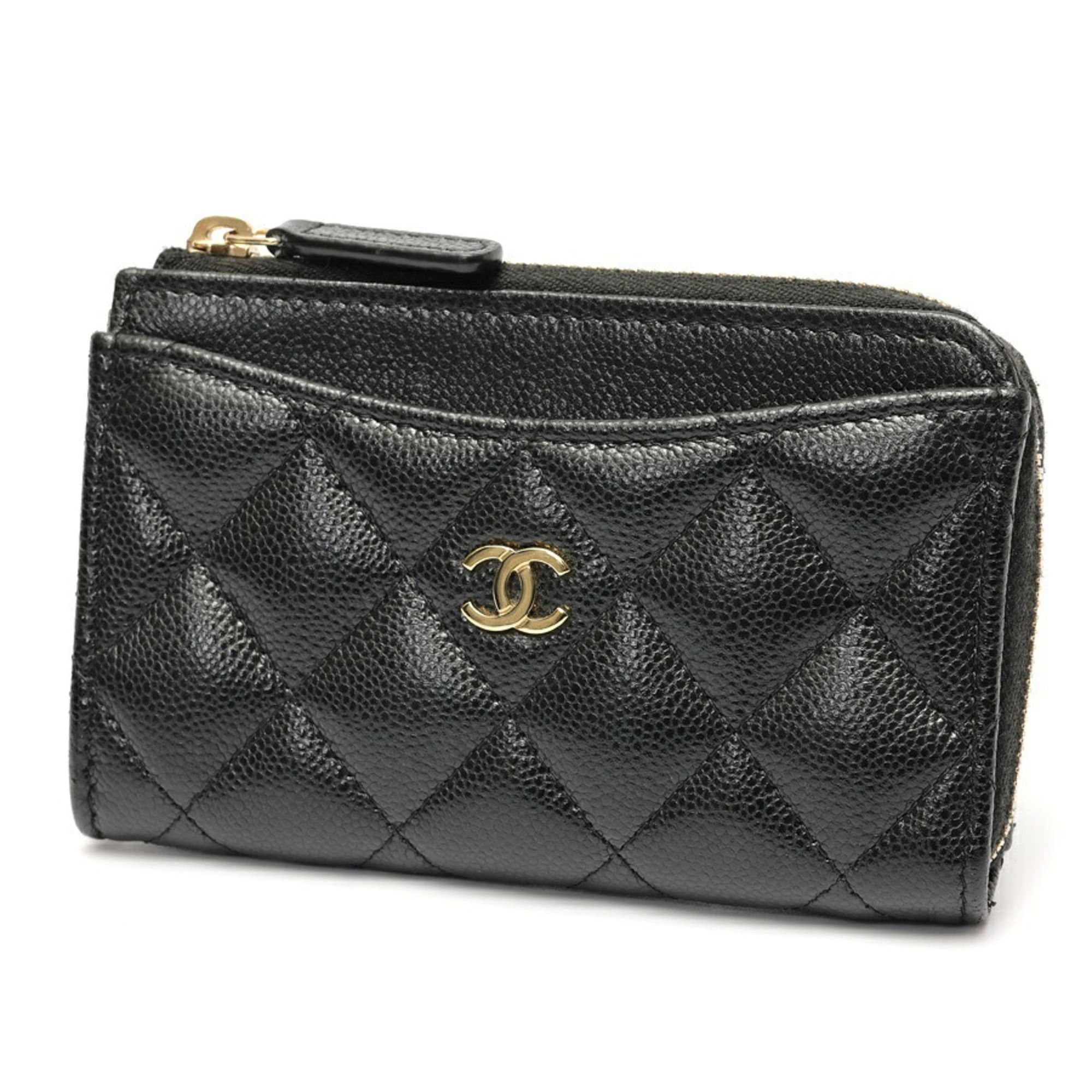 CHANEL Timeless Classic L-Shaped Coin and Card Case AP3179 Caviar Black