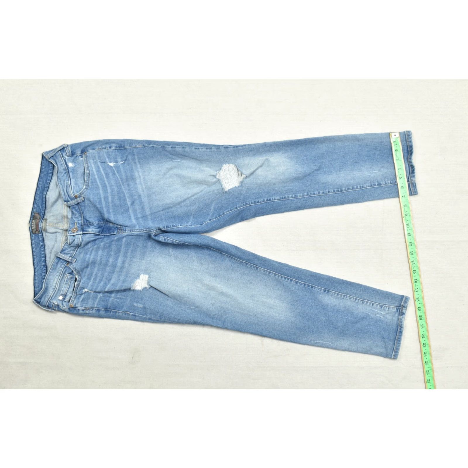 Torrid Torrid Boyfriend Straight Jeans Size 16R Light Wash Distressed Denim Stretch 5-Pocket Zip Inseam 29 Blue Womens Jeans Size 38" / US 16 / IT 52 - 5 Thumbnail