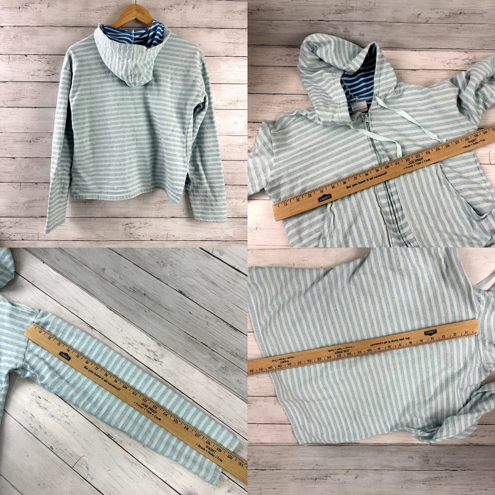 Vintage Columbia Womens Medium Blue Striped Hooded Full Zip Sweatshirt Jacket Size M / US 6-8 / IT 42-44 - 8 Thumbnail