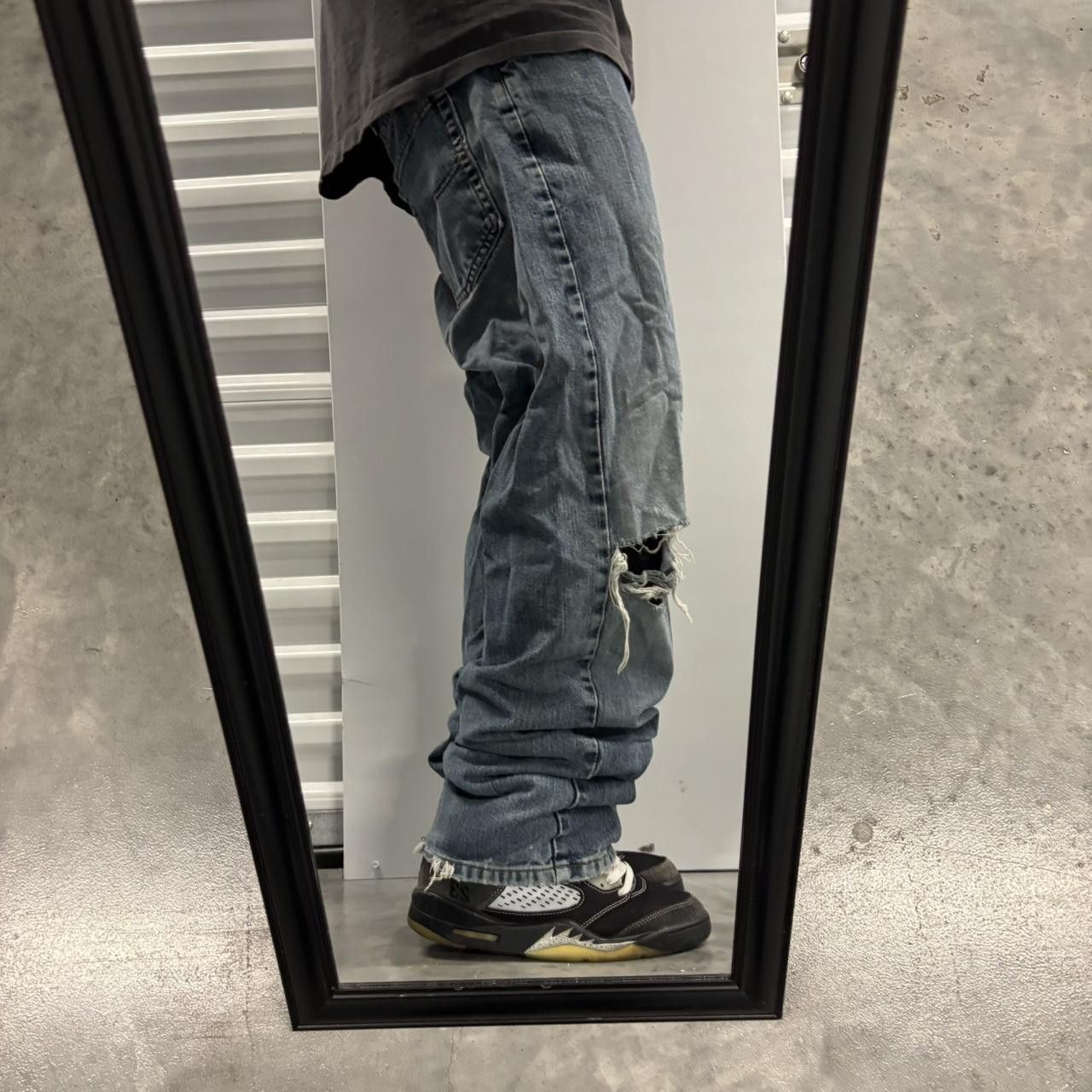 Japanese Brand × Vintage Crazy Vintage Y2K/2000s Grunge Dark Wash Distressed Skater Style Denim Jeans! Size US 36 / EU 52 - 2 Thumbnail