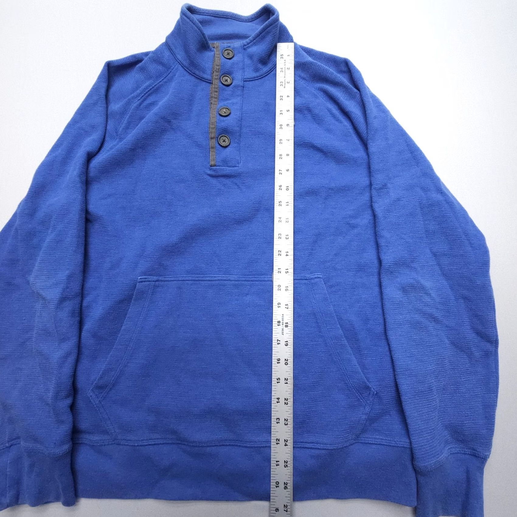 Banana Republic Banana Republic Pullover Sweater Mens XL Blue Kangaroo Pocket Mock Neck Button Shirt? Size US XL / EU 56 / 4 - 6 Thumbnail