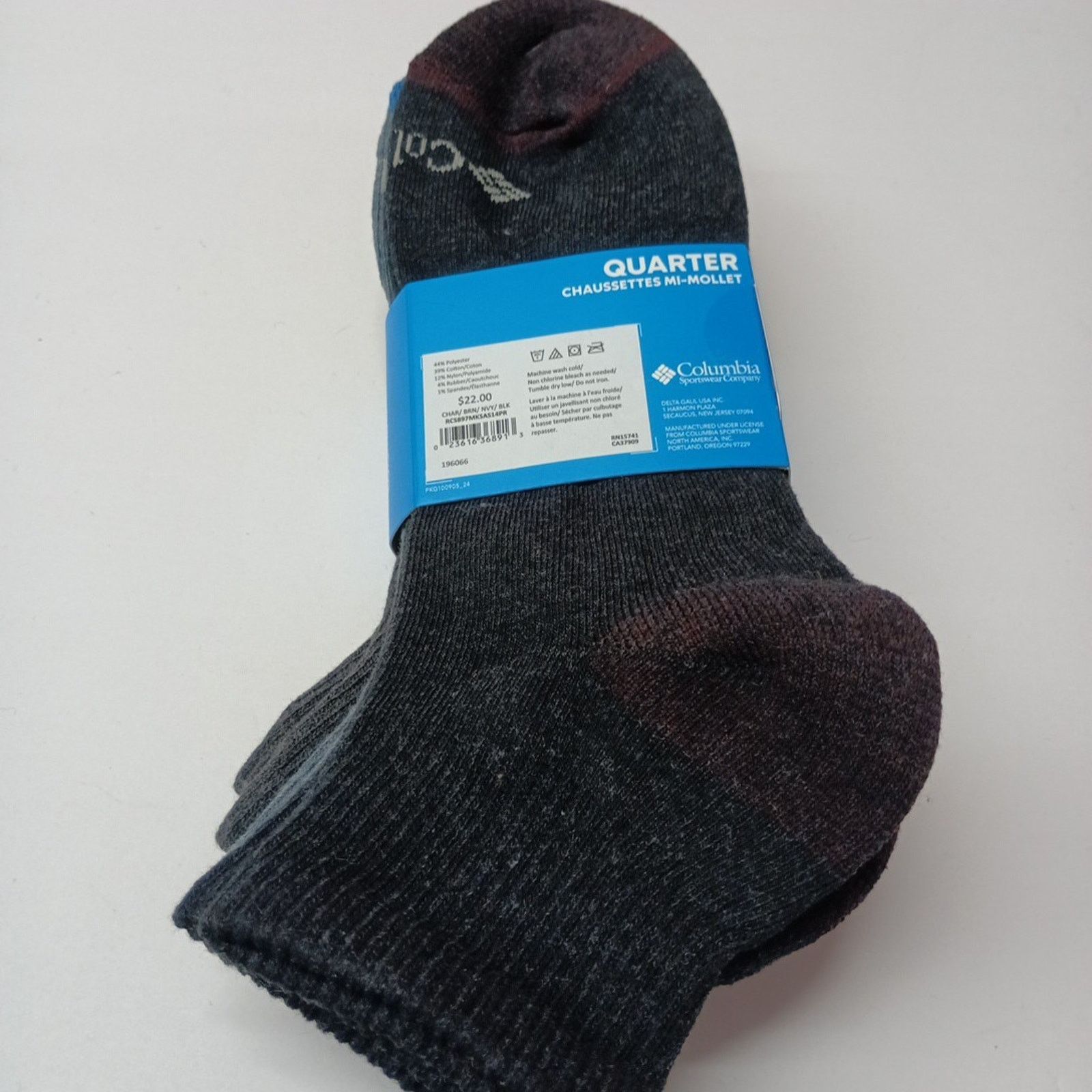 Columbia Columbia Men's Size 6-12 Quarter Socks 4 Pairs Arch Support Size ONE SIZE - 6 Thumbnail