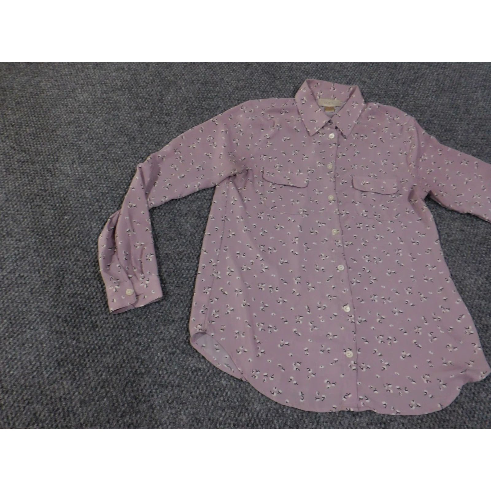 Loft LOFT Blouse Womens XS purple Floral Long Sleeve button up lightweight top Size XS / US 0-2 / IT 36-38 - 3 Thumbnail