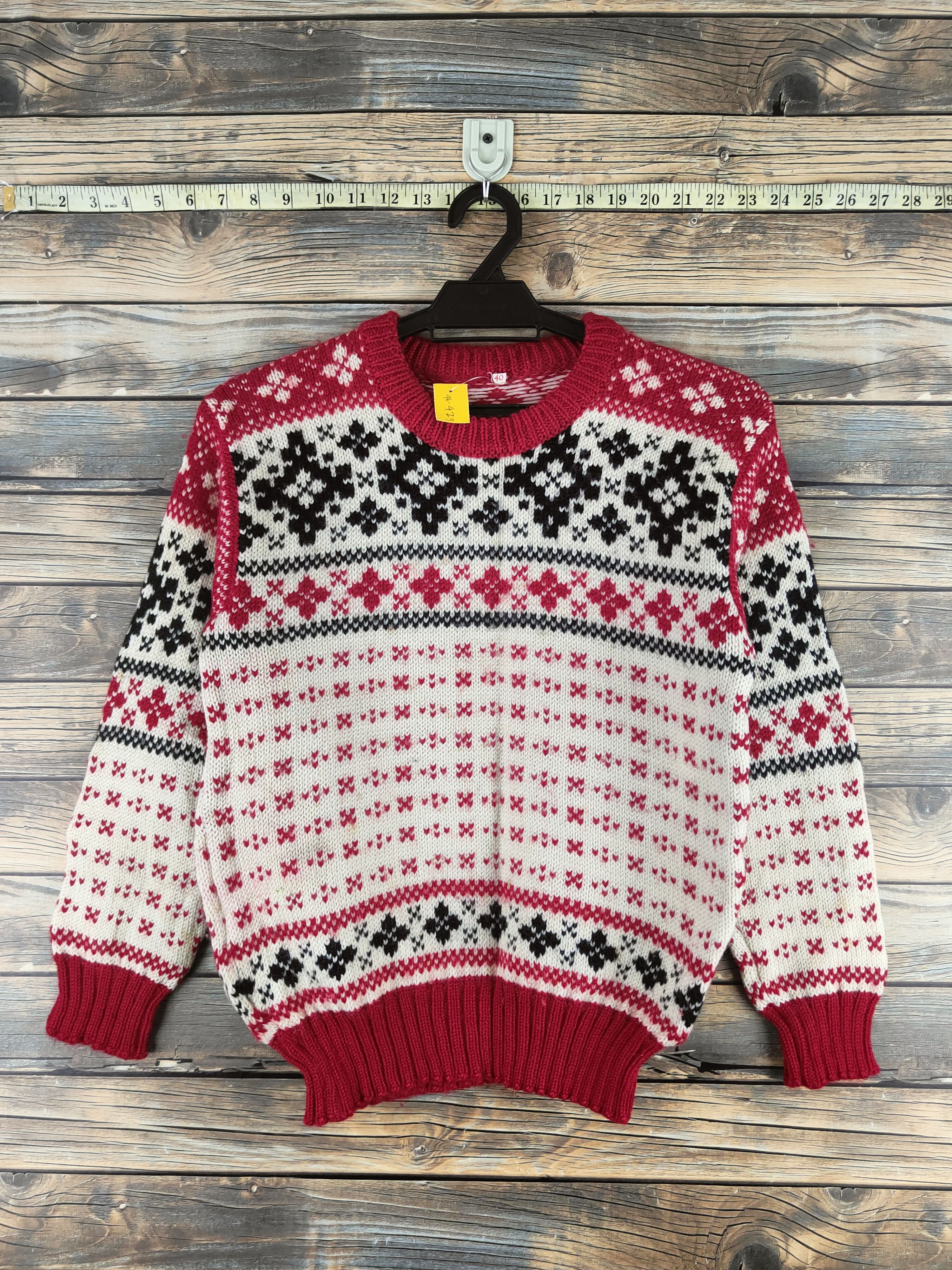 Japanese Brand DL Japanese Brand Red Cream Knitwear Sweatshirts #46-479 Size US XS / EU 42 / 0 - 1 Thumbnail