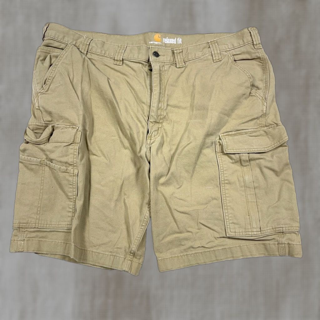 Carhartt Carhartt Shorts Men 44 Tan Brown Duck Canvas Cargo Relaxed Fit Utility Work Wear Cargo Pocket Pockets Zipper Front Button Logo Casual Workwear 90s? Size US 44 / EU 60 - 1 Thumbnail