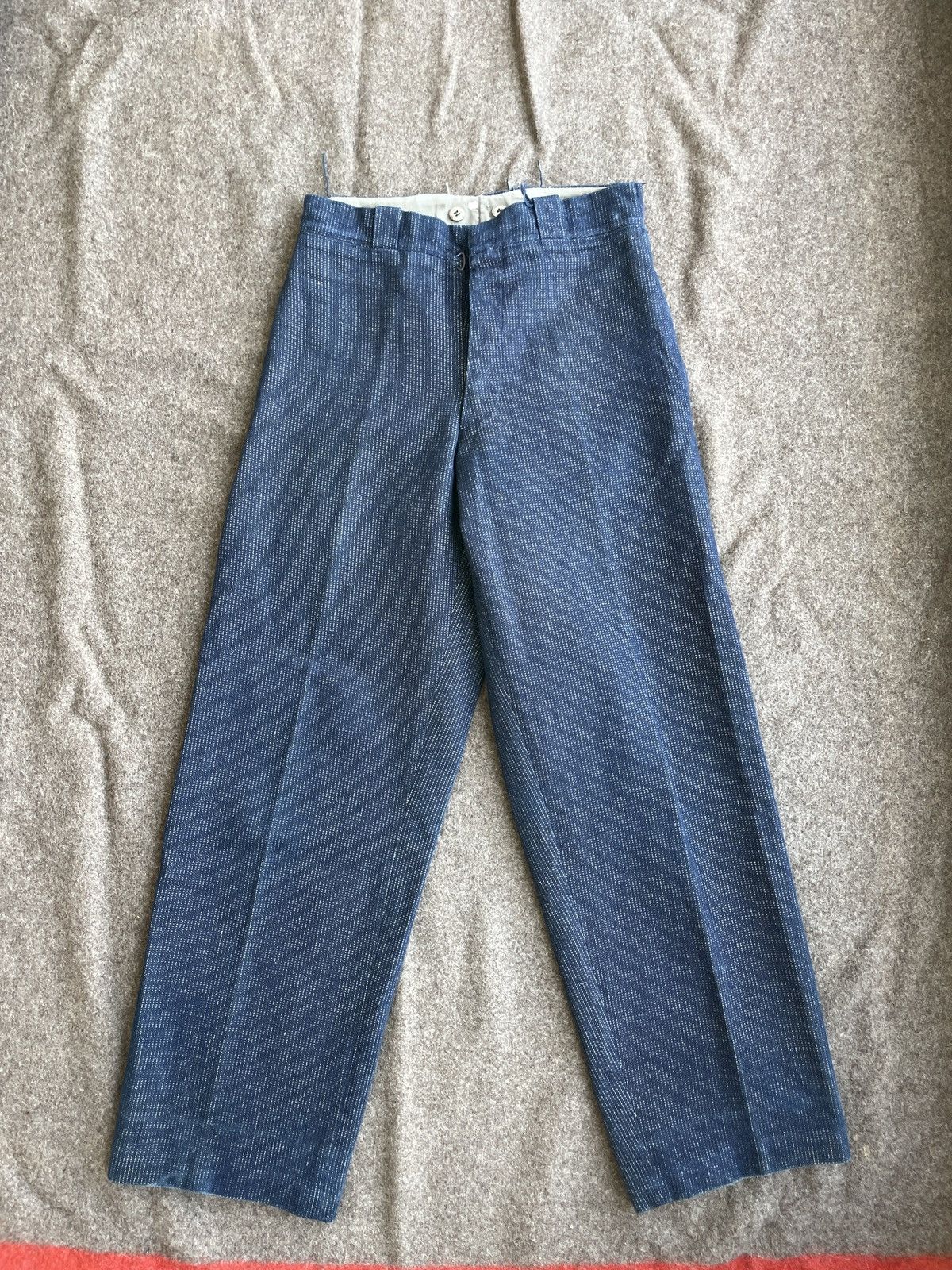 Vintage Antique Denim Striped Pants from 20-40’s Size US 30 / EU 46 - 1 Thumbnail