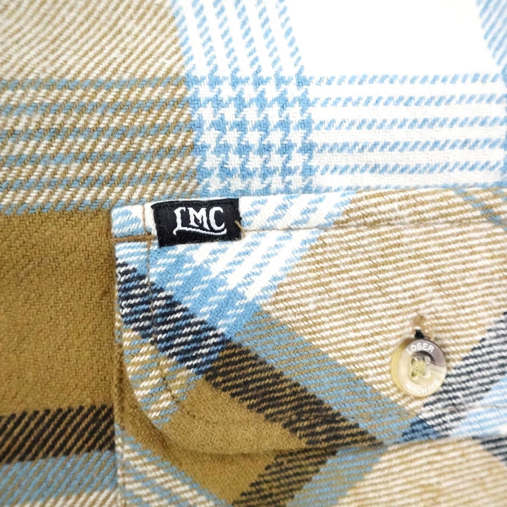Vintage Loser Machine Shirt Mens Small Brown Blue Plaid Hidalgo Flannel Button Up NEW Size US S / EU 44-46 / 1 - 4 Thumbnail