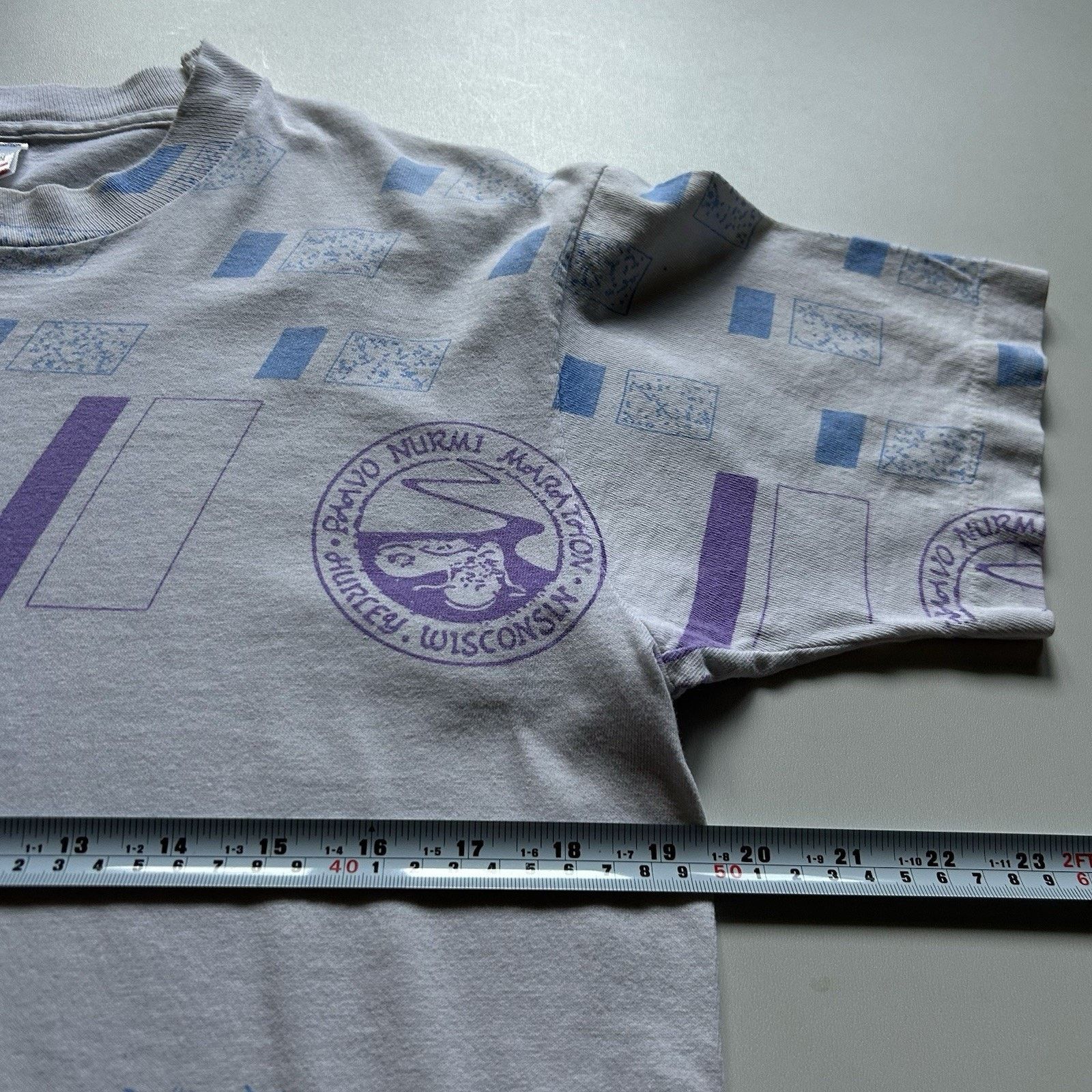 Fruit Of The Loom Vintage Marathon All Over Print T Shirt Medium 90s Art Rare Size US M / EU 48-50 / 2 - 5 Thumbnail