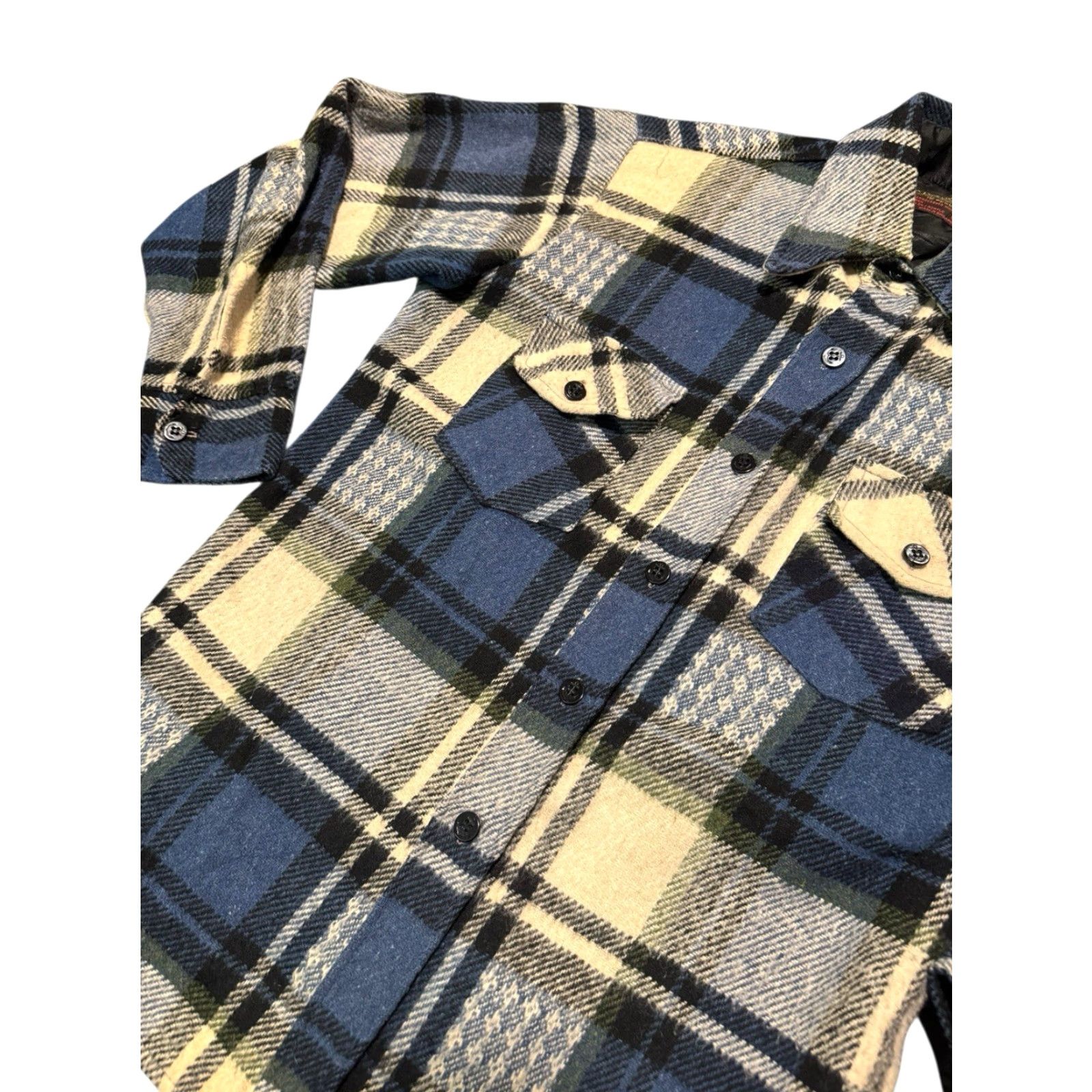 Vintage VINTAGE CPO Wool Blend Shirt Jacket Blue Plaid Linen M Shacket Jacket Mens Shacket Fall Winter Spring Wool Shirt Jacket Blue Plaid M Mens Size US M / EU 48-50 / 2 - 7 Thumbnail