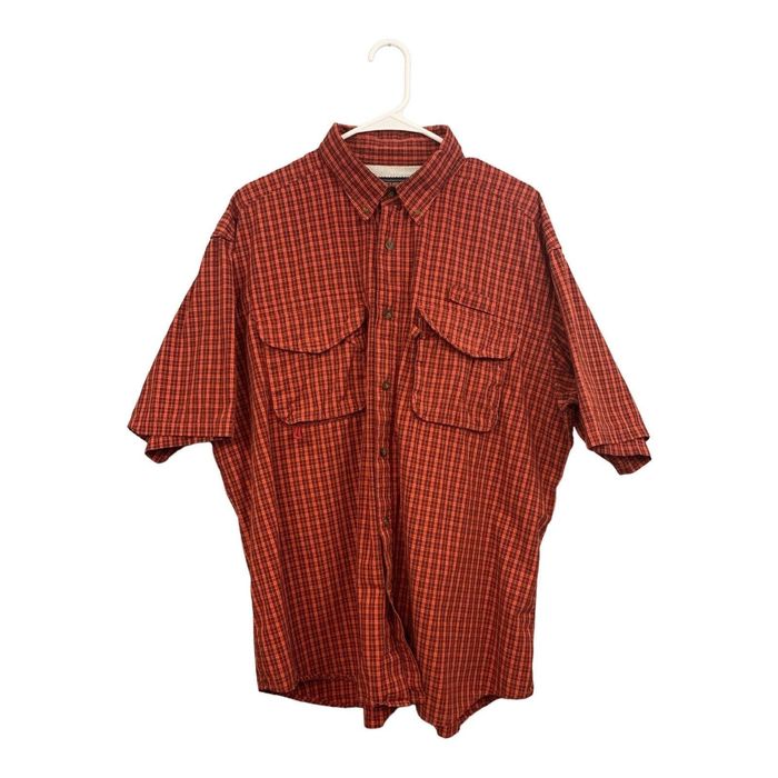 Woolrich John Rich & Bros. Woolrich Vented Fishing Shirt Short Sleeve Red Plaid  XL