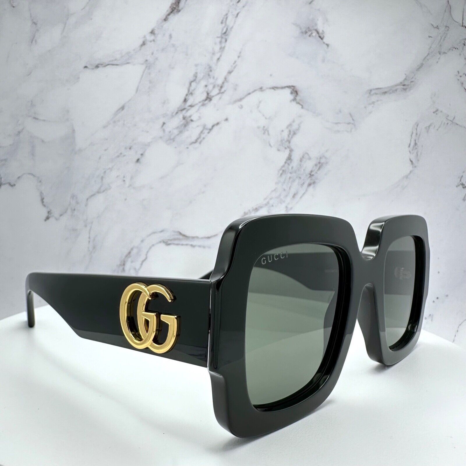 Gucci Gucci Sunglasses New Black Oversized Gold Metal GG Authentic Size ONE SIZE - 14 Thumbnail