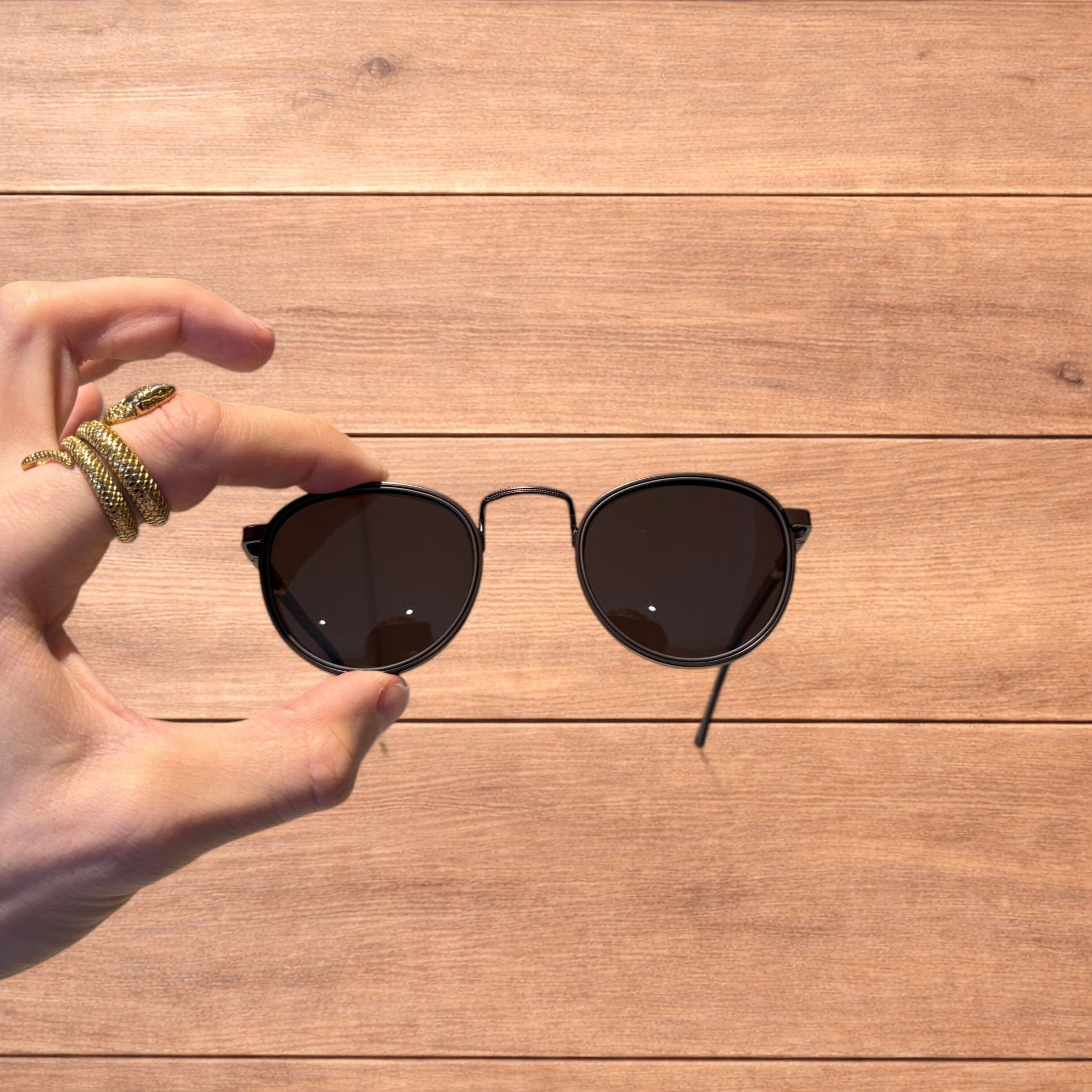 Japanese Brand Vintage steampunk round sunglasses in brown w/ brown lens. Size ONE SIZE - 4 Thumbnail