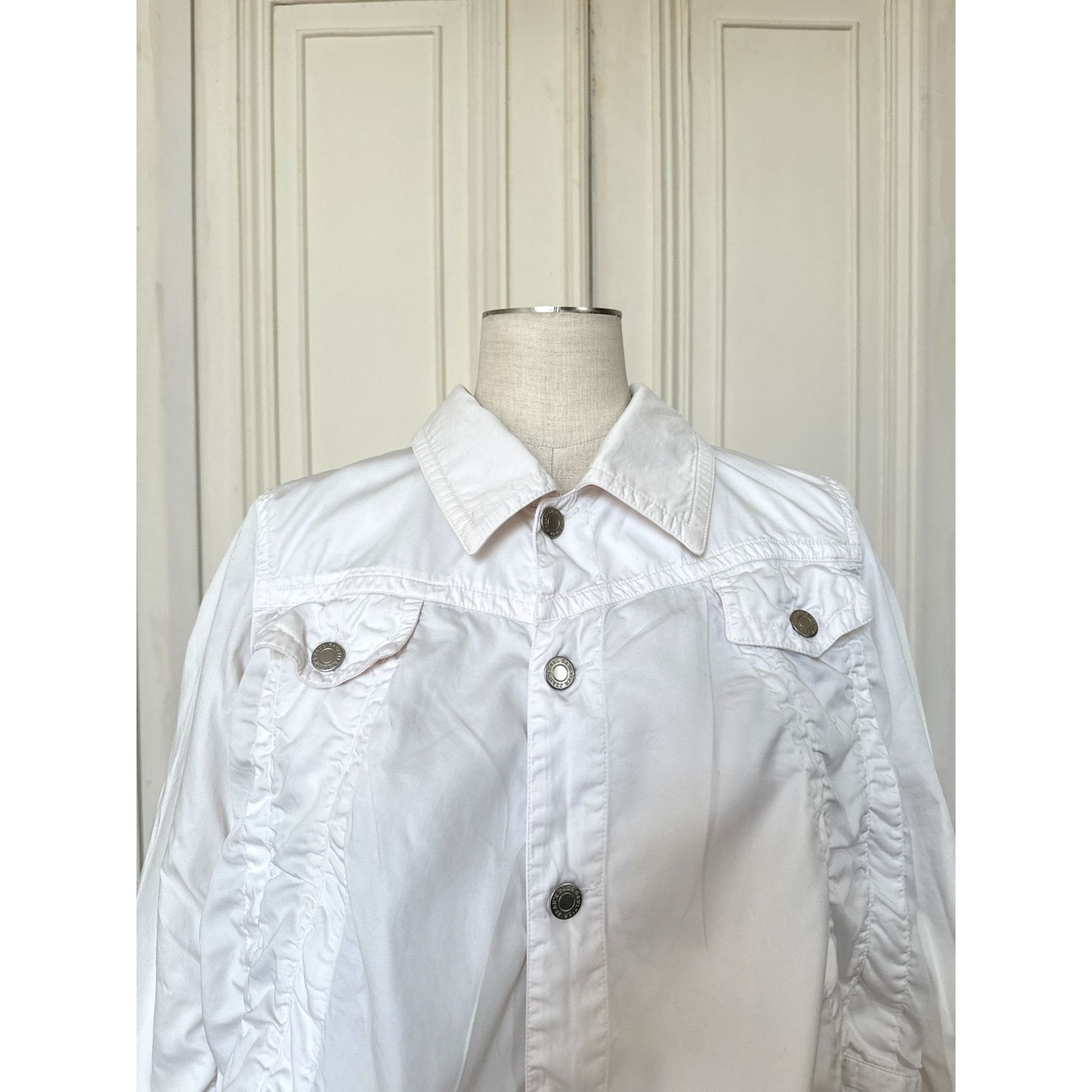 Jean Paul Gaultier White Cotton Cropped Jacket Size M / US 6-8 / IT 42-44 - 4 Thumbnail
