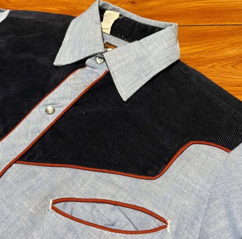 Vintage Vintage 1990s Karman Western Wear Shirt Blue Size US M / EU 48-50 / 2 - 2 Thumbnail