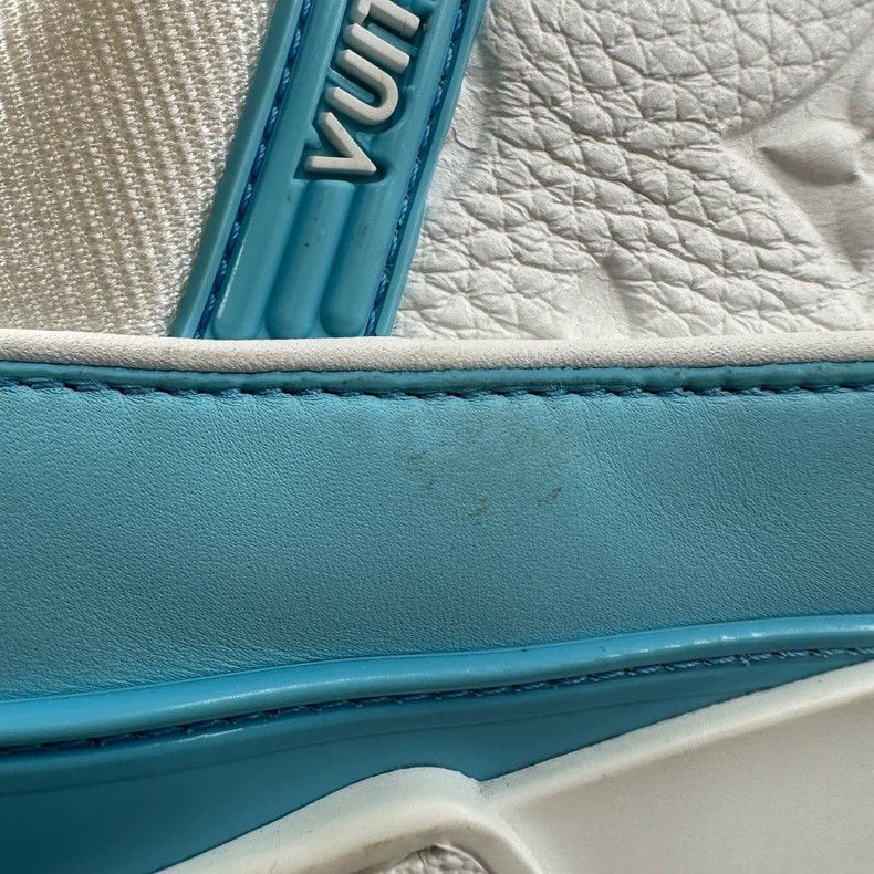 Louis Vuitton Louis Vuitton Trainer white and blue embossed board shoes Size US 7 / EU 40 - 6 Thumbnail