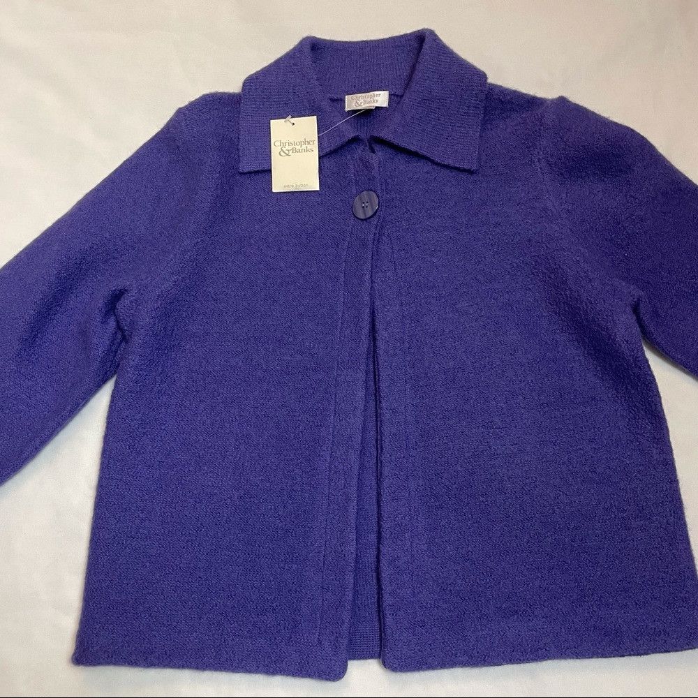 Other NWT New Christopher & Banks Purple Wool Jacket 3/4 Sleeve S Size M / US 6-8 / IT 42-44 - 5 Thumbnail